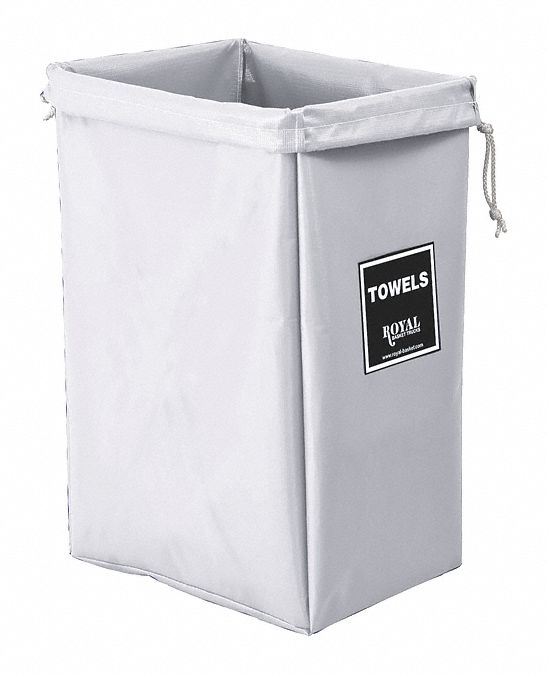Hamper Bag: Vinyl Liner, White, 7.47 cu ft Total Volume, 250 lb Wt Capacity