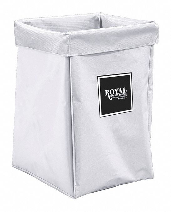 Hamper Bag: Vinyl Liner, White, 7.47 cu ft Total Volume, 150 lb Wt Capacity