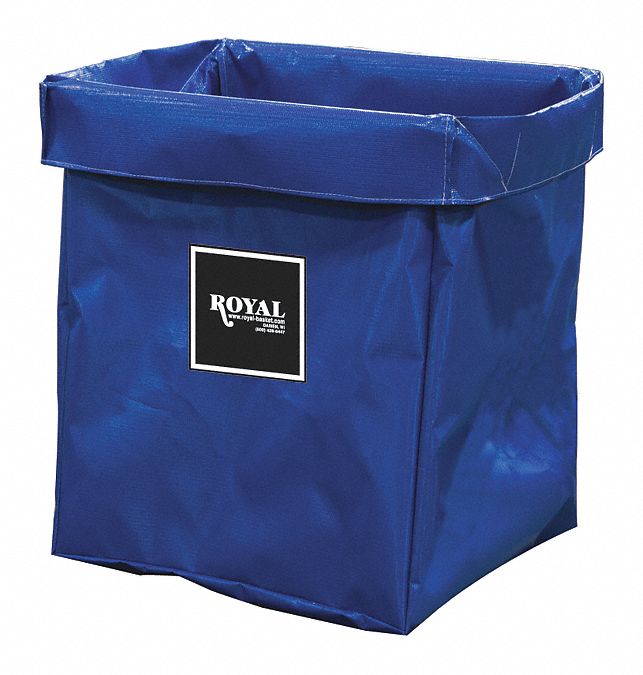 Hamper Bag: Vinyl Liner, Blue, 9.96 bu Total Volume, 150 lb Wt Capacity