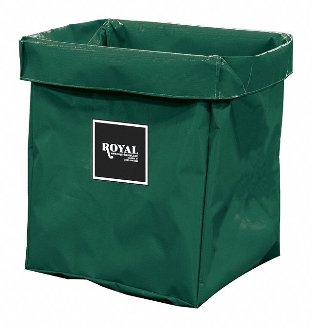 Hamper Bag: Vinyl Liner, Green, 9.96 bu Total Volume, 150 lb Wt Capacity