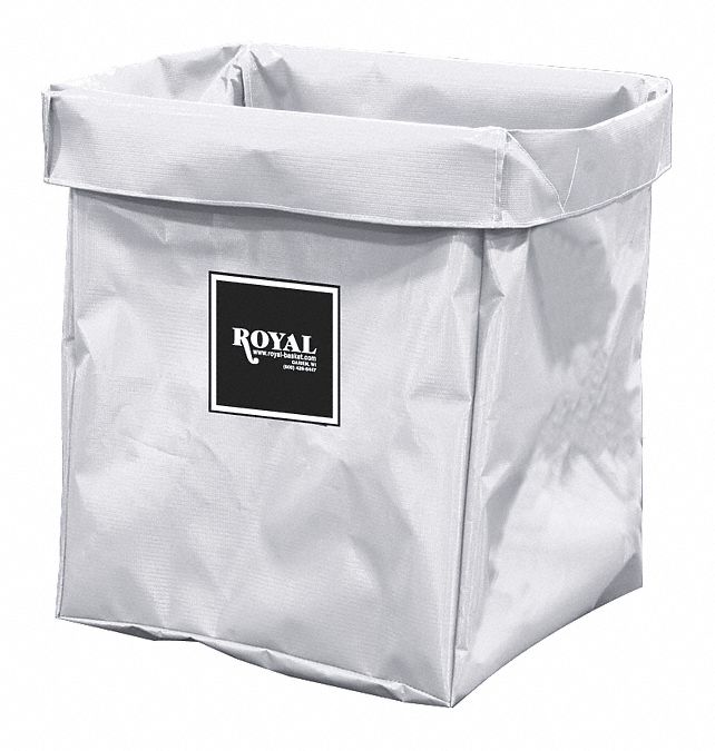 Hamper Bag: Vinyl Liner, White, 9.96 bu Total Volume, 150 lb Wt Capacity