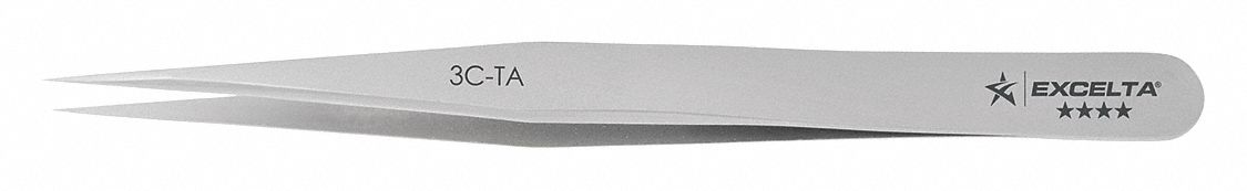 Tweezers: Titanium, Point, Straight Tip, 0.08 mm Tip Thick