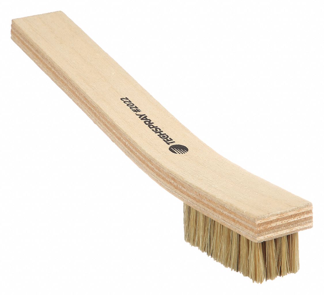 Utility Brush: Medium, Wood, 2 1/8 in Brush Lg, 8 3/8 in Handle Lg, 7/8 in Head Wd, Brown