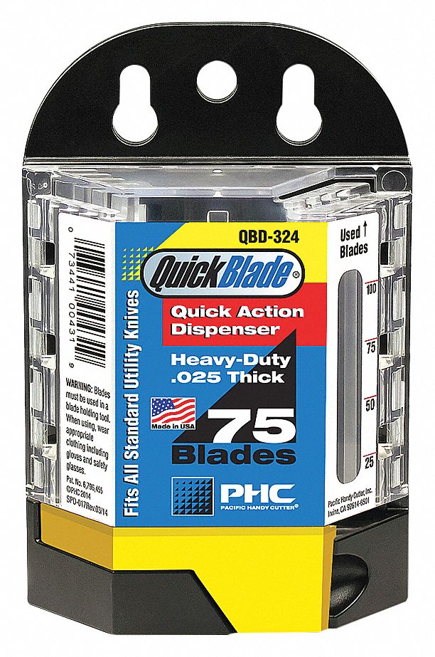 UTILITY BLADE, 2 3/8 IN BLADE L, 3/4 IN BLADE W, STEEL, 75 PK