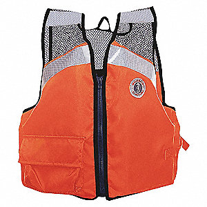 INDUSTRIAL FLOTATION VEST, ORNG, SZ L/XL, 42 TO 50 IN CHEST, MESH SHOULDERS/REFLECTIVE TAPE