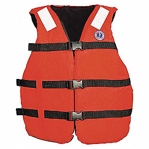 ADULT FLOTATION VEST, 3 ADJUSTMENT BELTS/IOPEN SIDES, RED, UNIVERSAL FIT/UP TO 52 IN CHEST