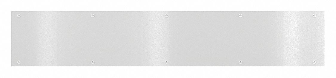 Door Kick Plate: 34 in Wd, 6 in Ht, Stainless Steel