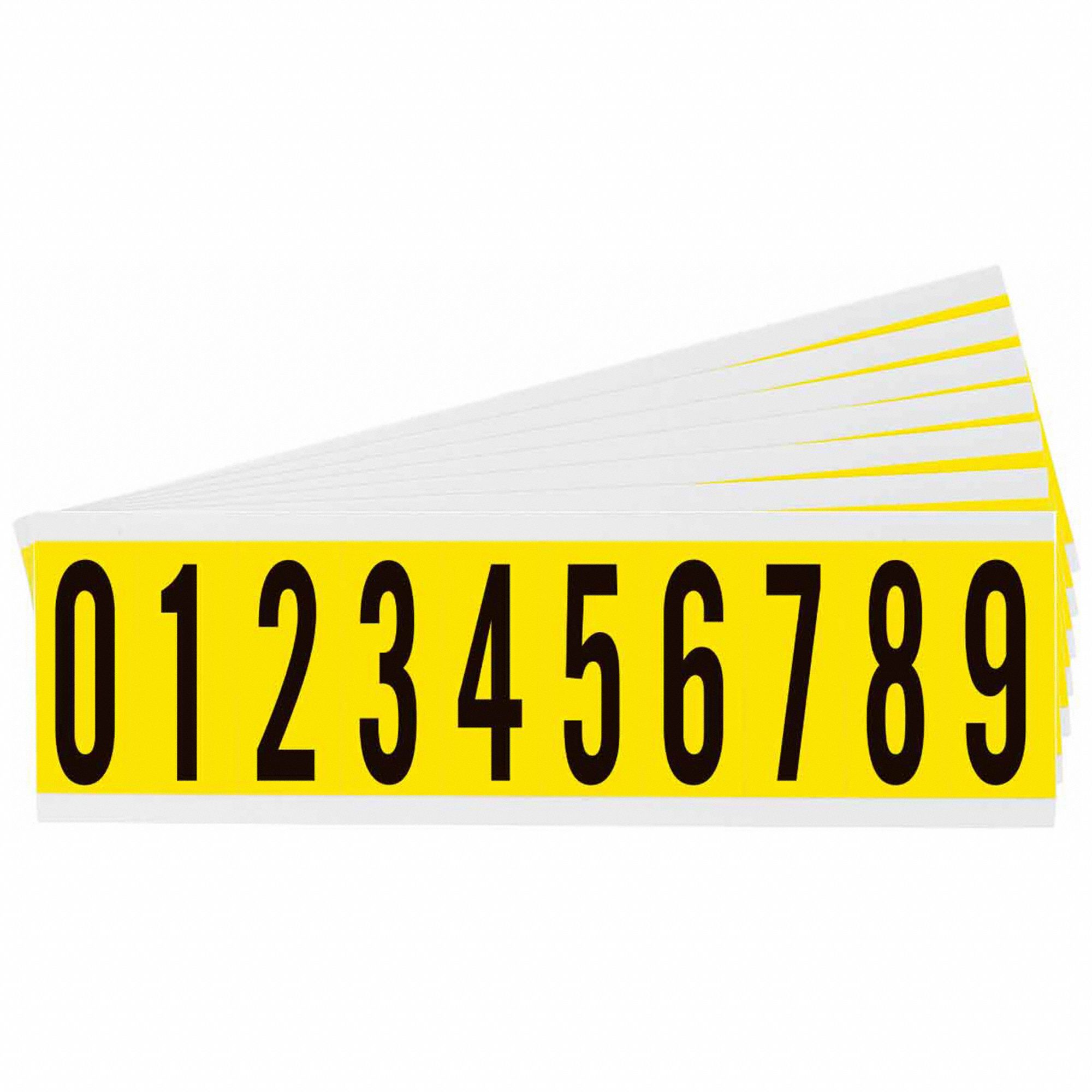 Number Label Set: 1 15/16 in Character Ht, Indoor Only, Non-Reflective, Gothic, Black, 0 to 9, 25 PK