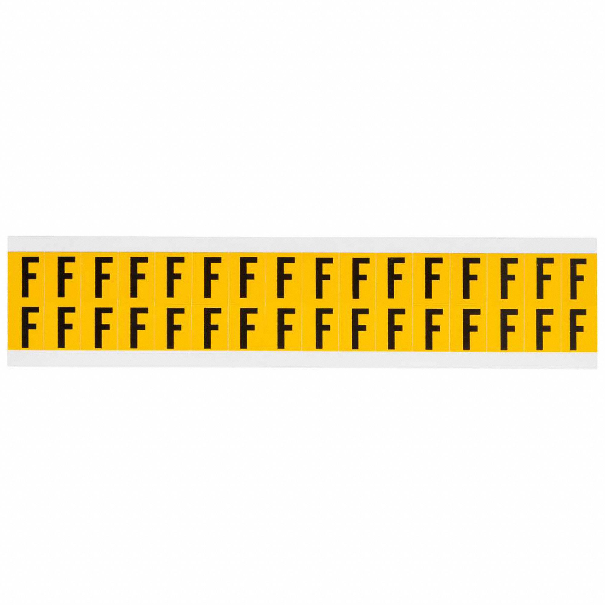 Letter Label: 5/8 in Character Ht, Indoor/Outdoor, Non-Reflective, Gothic, Black, F, Die Cut, Black