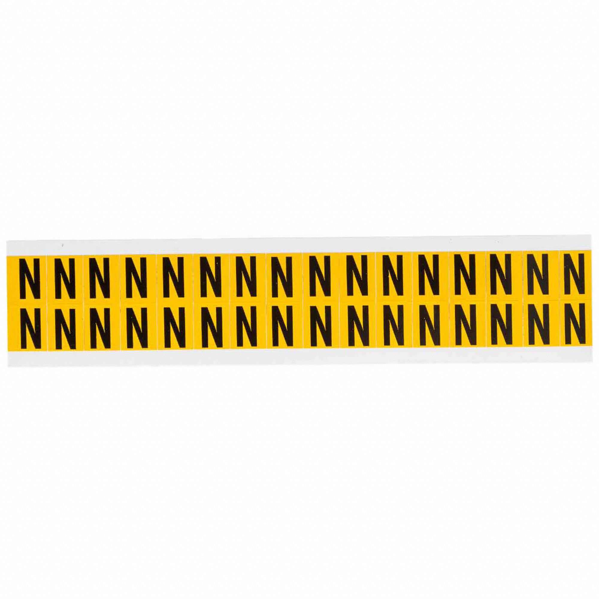 Letter Label: 5/8 in Character Ht, Indoor/Outdoor, Non-Reflective, Gothic, Black, Die Cut, Uppercase