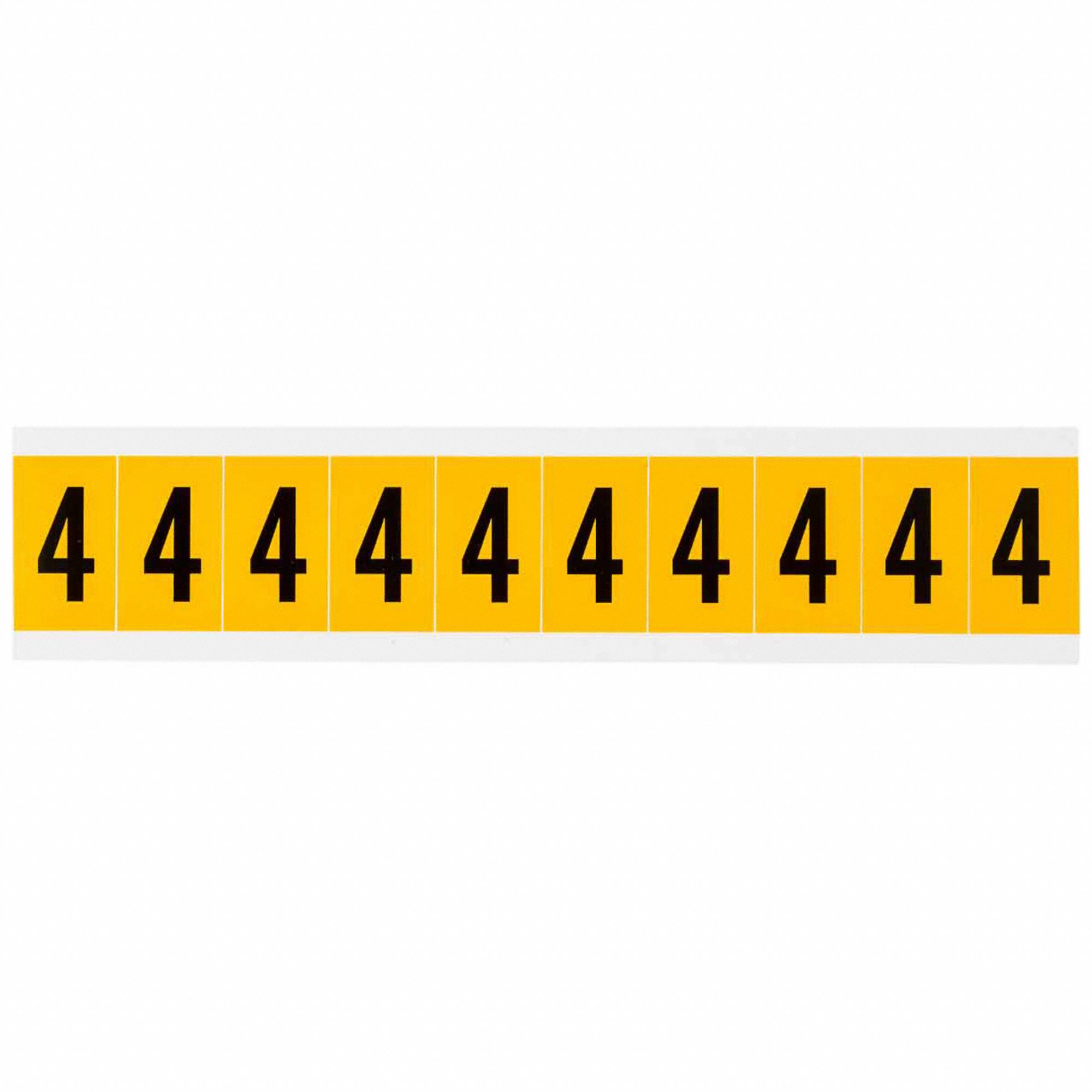 Number Label: 1 in Character Ht, Indoor/Outdoor, Non-Reflective, Gothic, Black, 4, Die Cut, Black