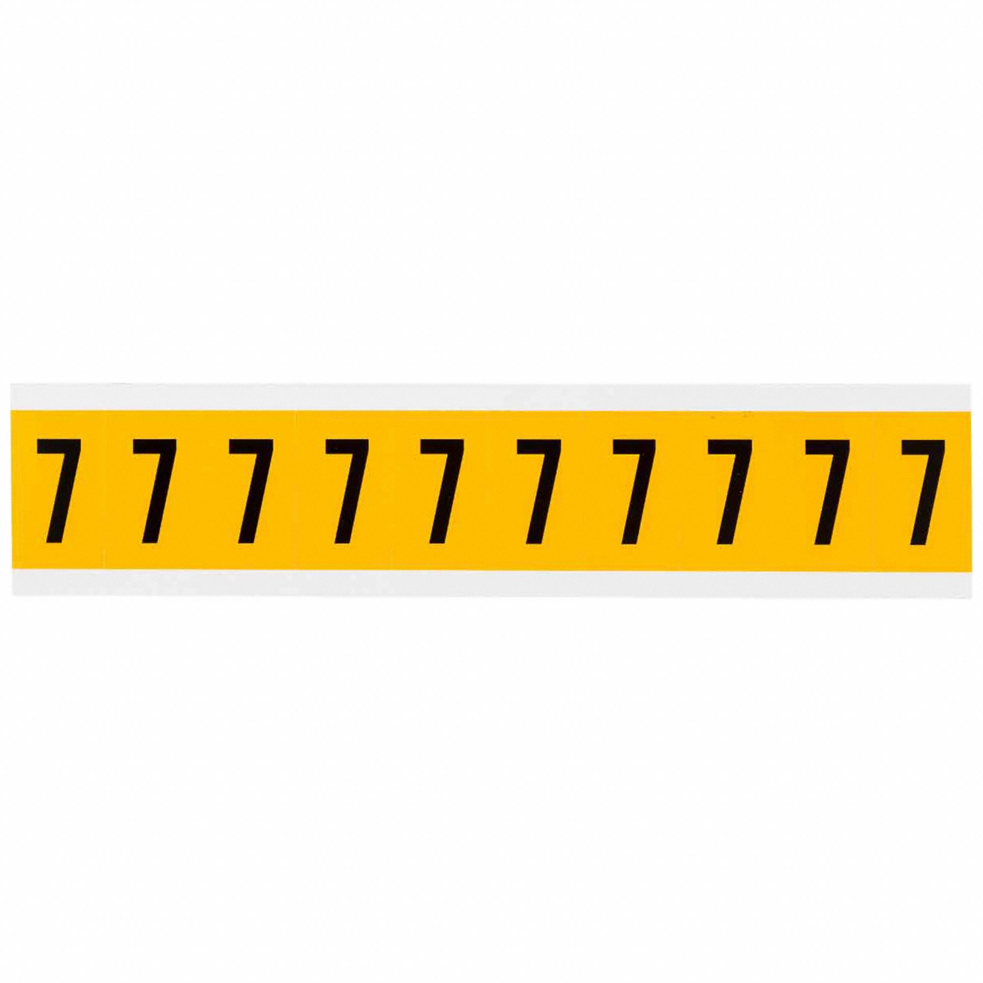 Number Label: 1 in Character Ht, Indoor/Outdoor, Non-Reflective, Gothic, Black, 7, Die Cut, Black