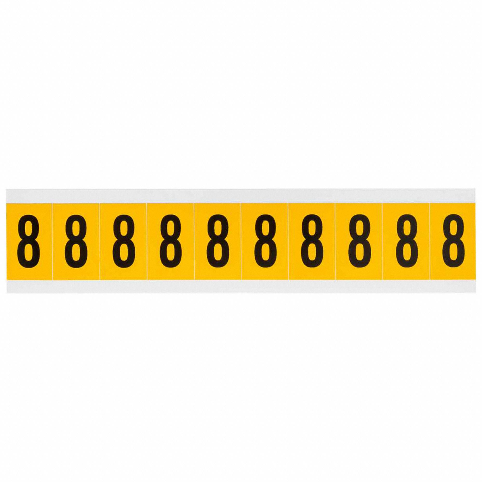 Number Label: 1 in Character Ht, Indoor/Outdoor, Non-Reflective, Gothic, Black, 8, Die Cut, Black