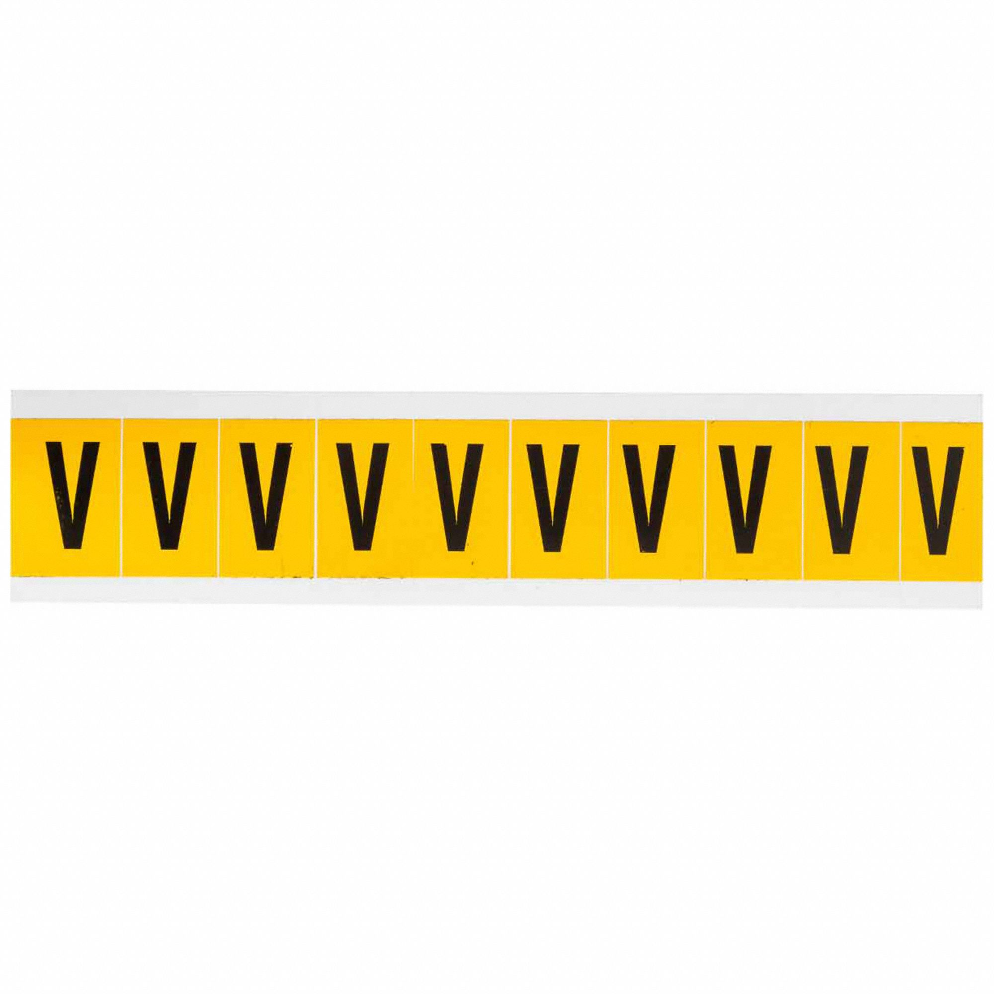 Letter Label: 1 in Character Ht, Indoor/Outdoor, Non-Reflective, Gothic, Black, V, Die Cut, Black