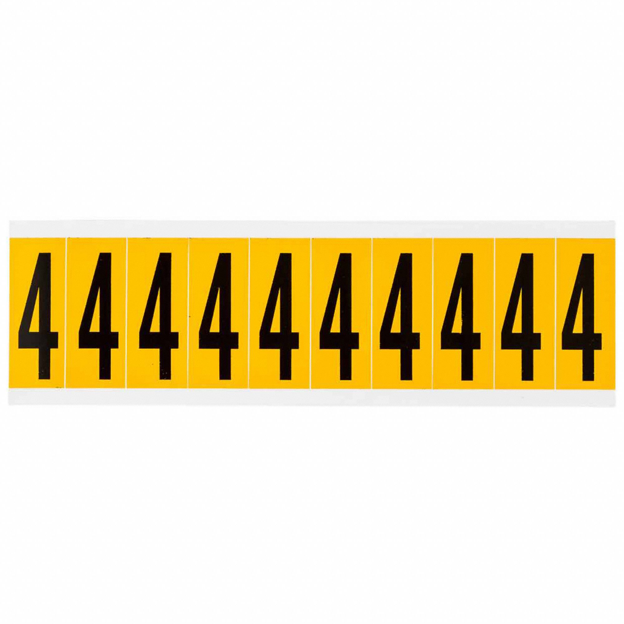 Number Label: 1 15/16 in Character Ht, Indoor/Outdoor, Non-Reflective, Gothic, Black, 4, Die Cut