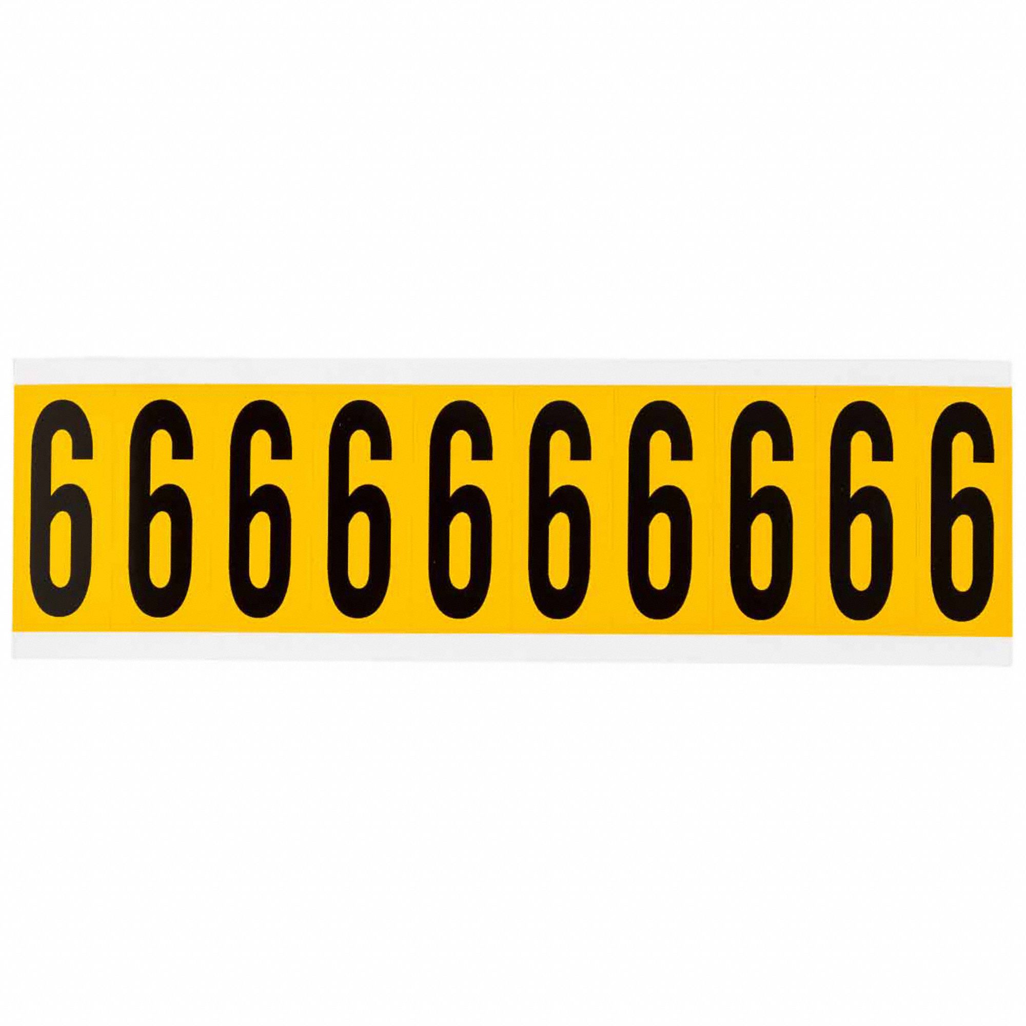 Number Label: 1 15/16 in Character Ht, Indoor/Outdoor, Non-Reflective, Gothic, Black, 6 or 9, Black