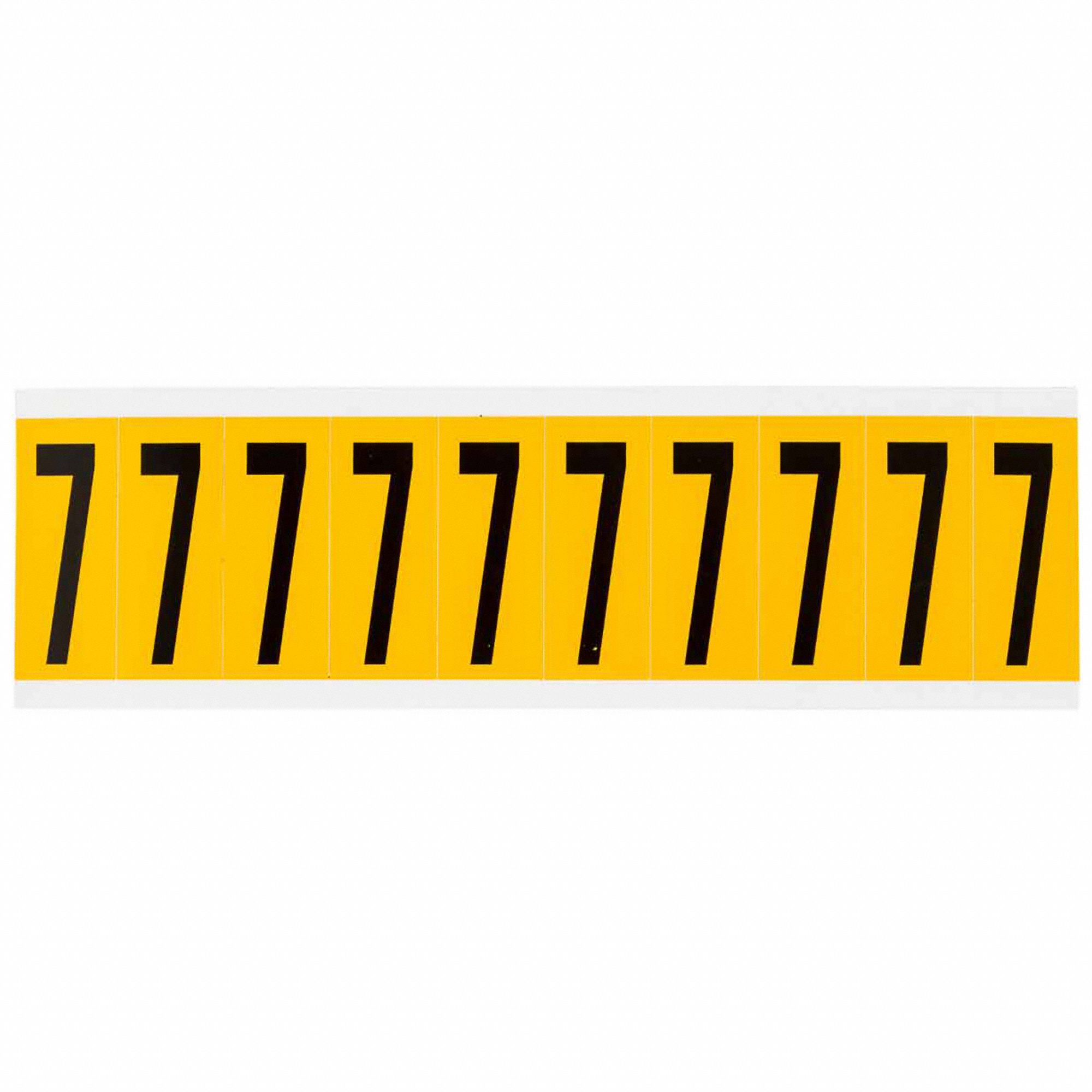 Number Label: 1 15/16 in Character Ht, Indoor/Outdoor, Non-Reflective, Gothic, Black, 7, Die Cut