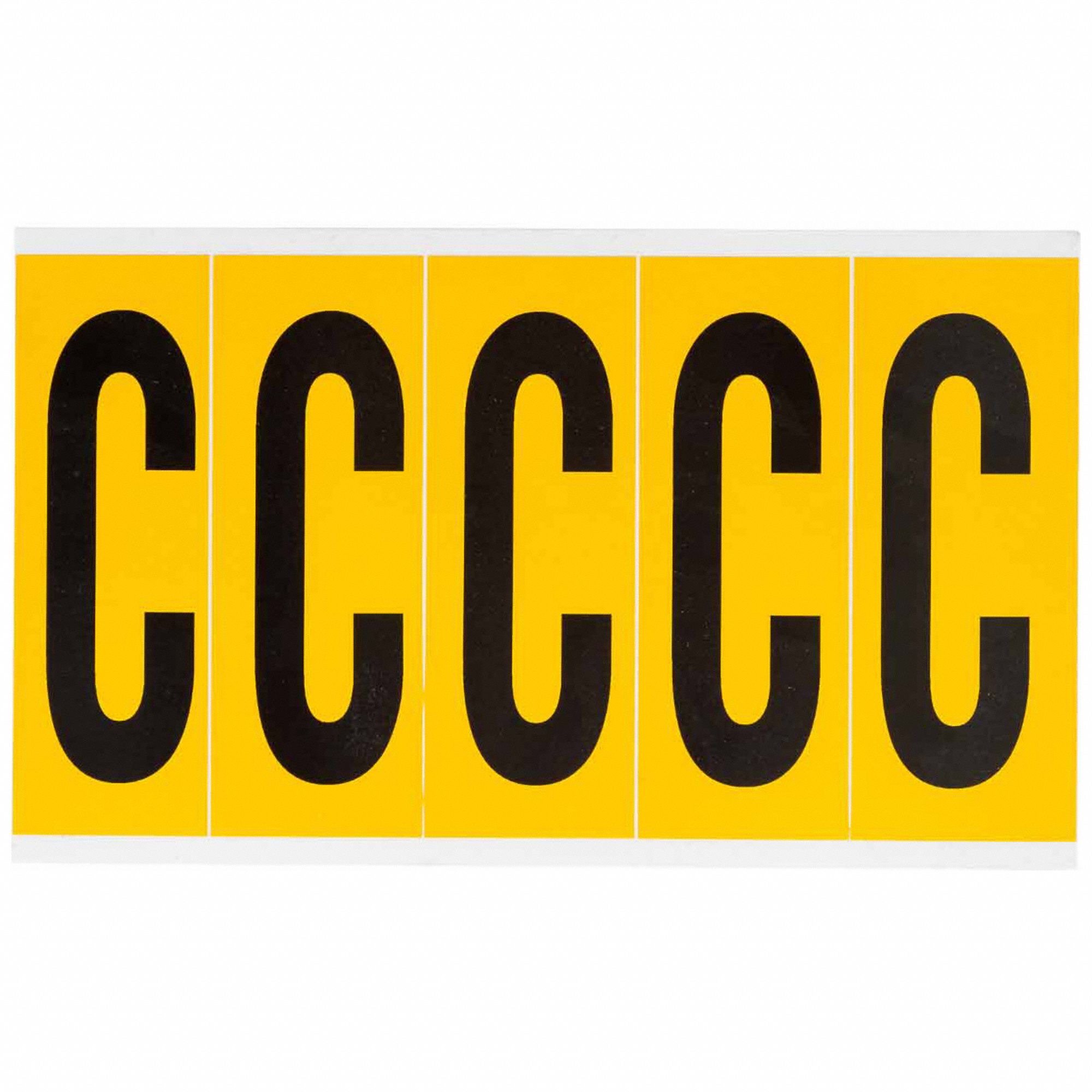 Letter Label: 3 7/8 in Character Ht, Indoor/Outdoor, Non-Reflective, Gothic, Black, C, Die Cut