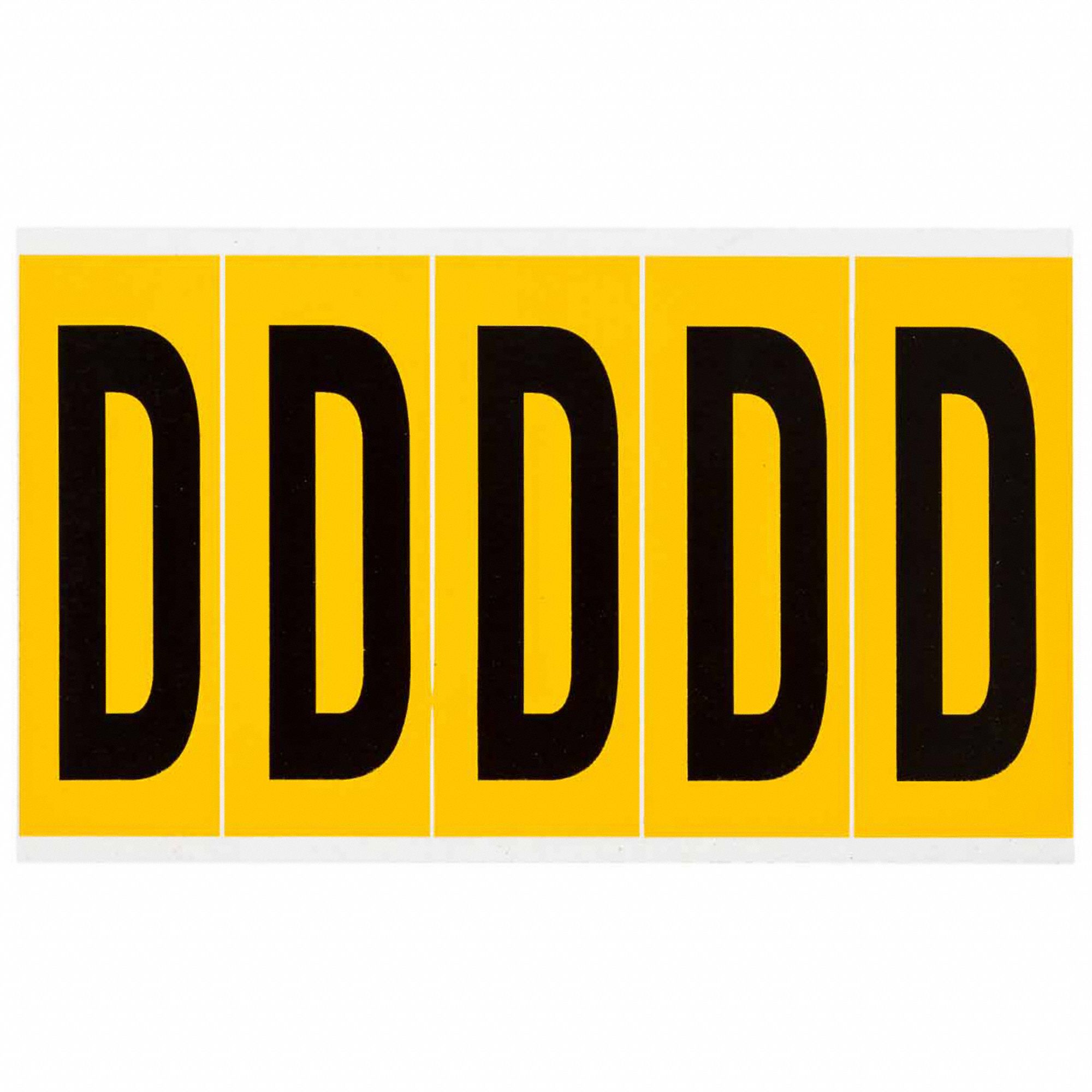 Letter Label: 3 7/8 in Character Ht, Indoor/Outdoor, Non-Reflective, Gothic, Black, D, Die Cut