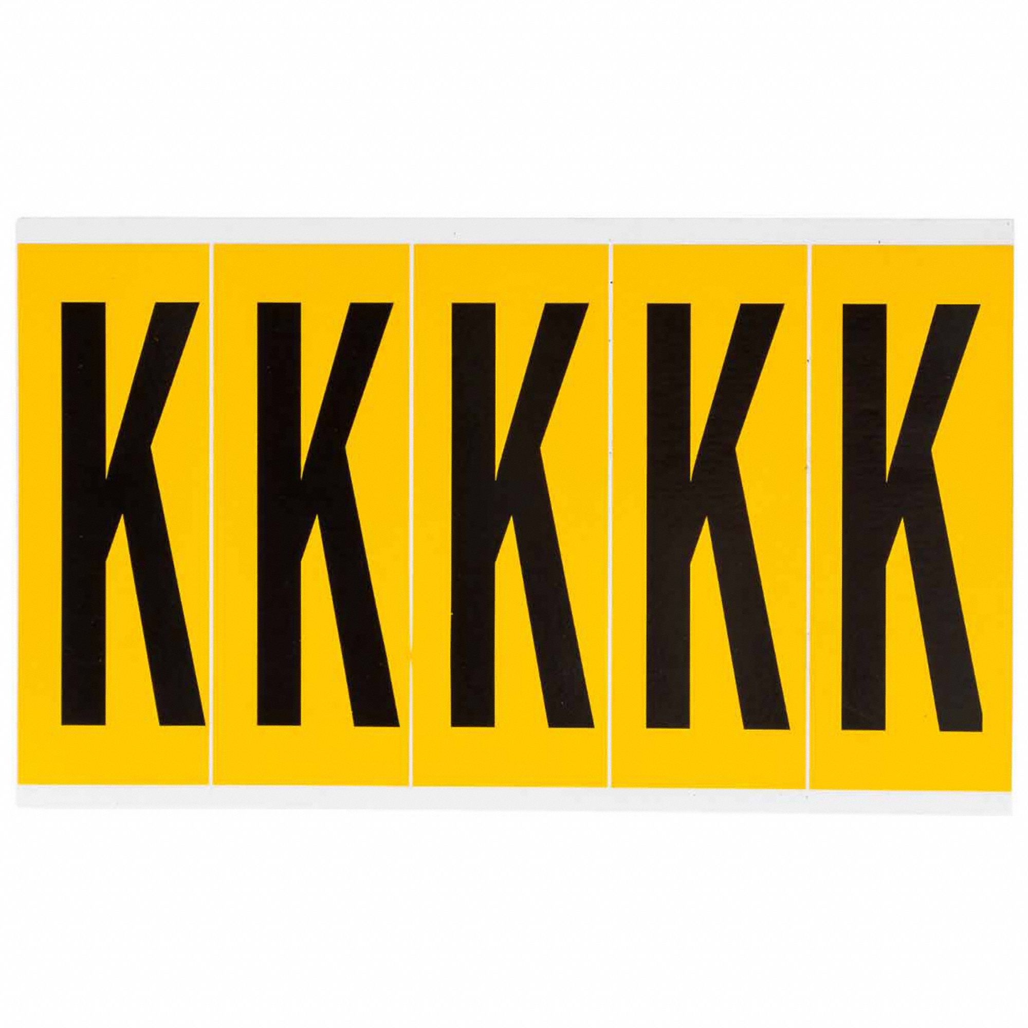 Letter Label: 3 7/8 in Character Ht, Indoor/Outdoor, Non-Reflective, Gothic, Black, K, Die Cut
