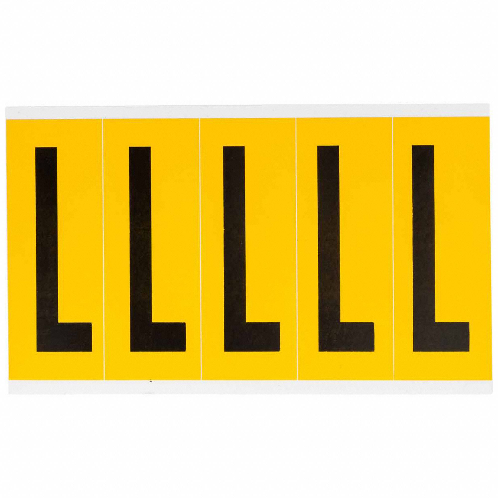 Letter Label: 3 7/8 in Character Ht, Indoor/Outdoor, Non-Reflective, Gothic, Black, L, Die Cut