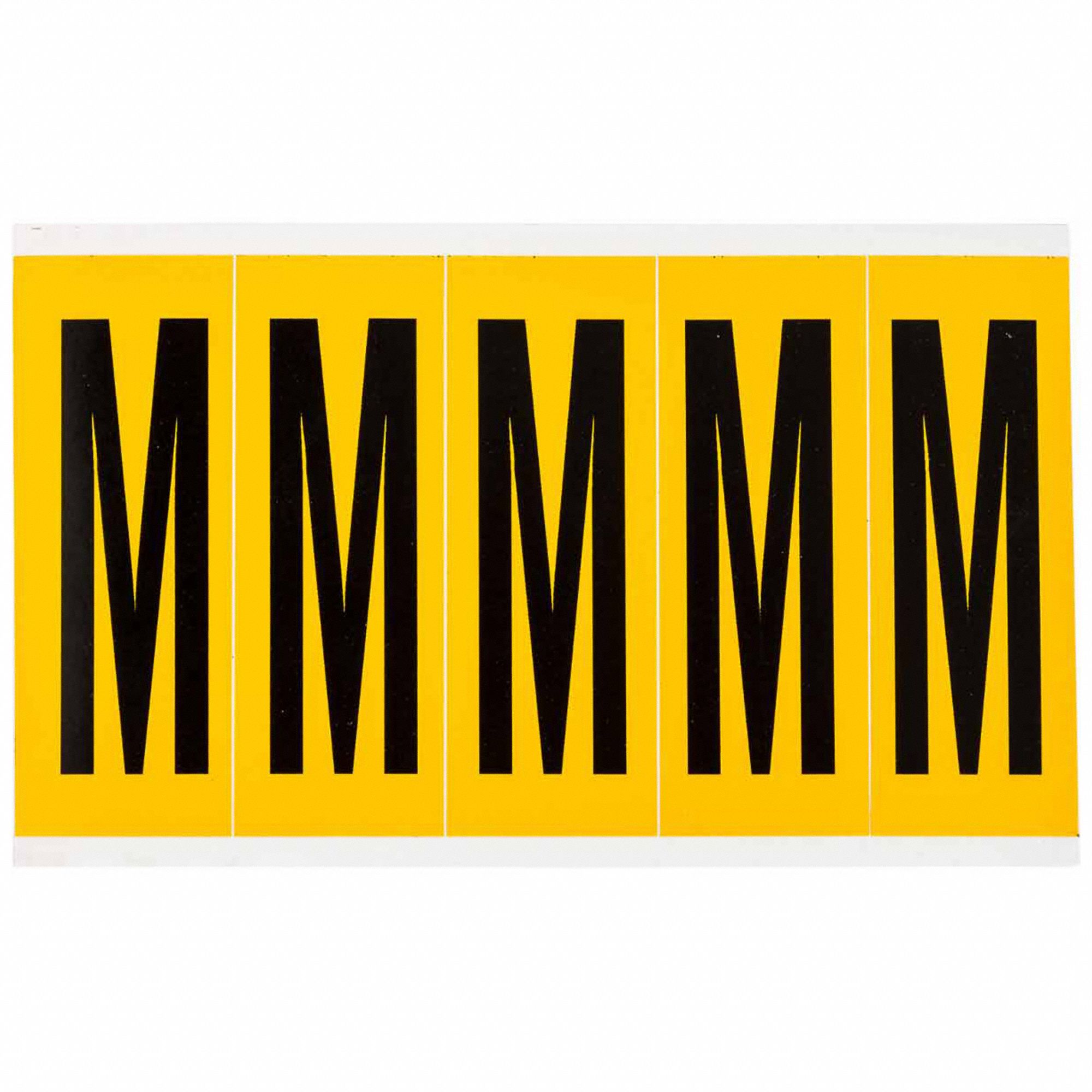 Letter Label: 3 7/8 in Character Ht, Indoor/Outdoor, Non-Reflective, Gothic, Black, M, Die Cut