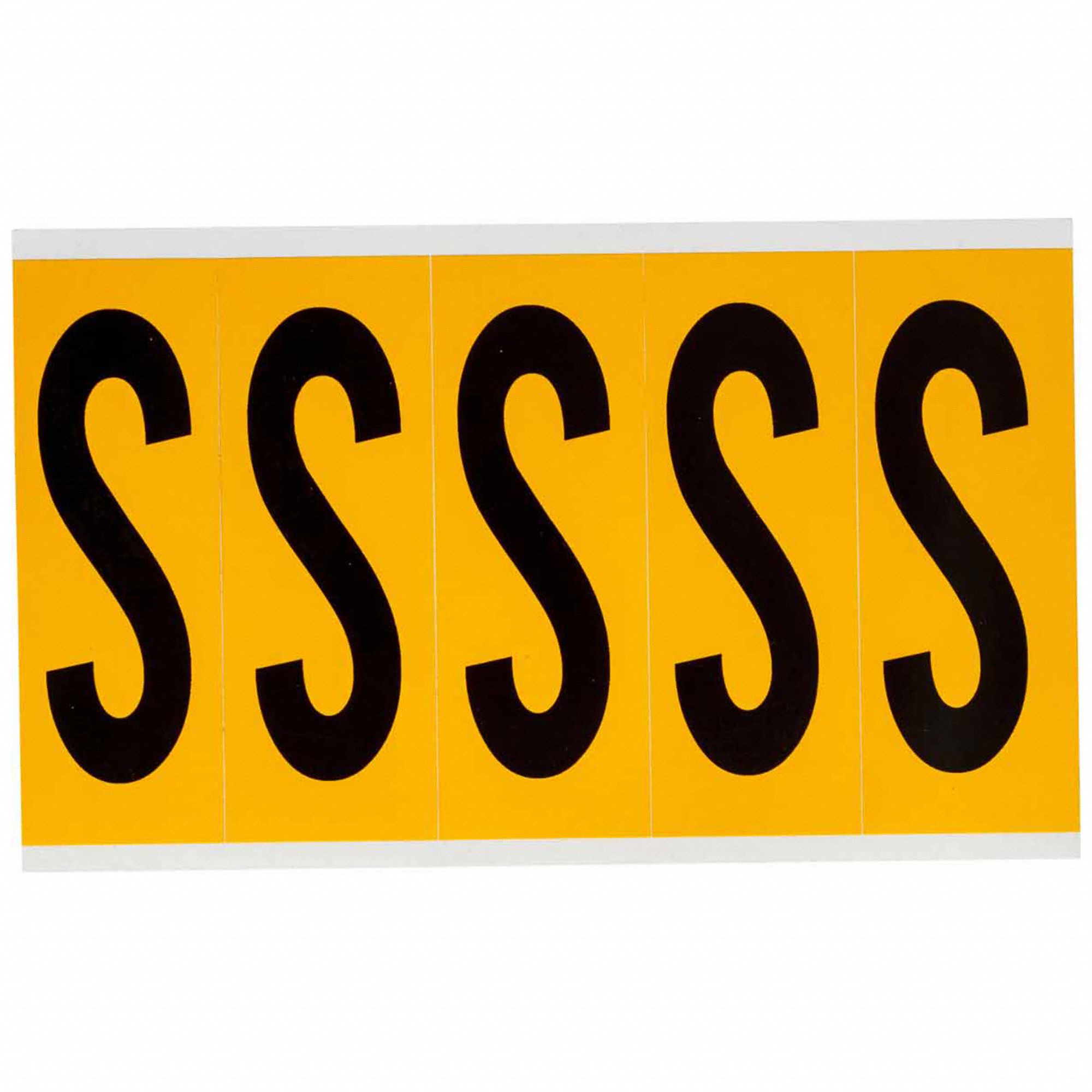 Letter Label: 3 7/8 in Character Ht, Indoor/Outdoor, Non-Reflective, Gothic, Black, S, Die Cut