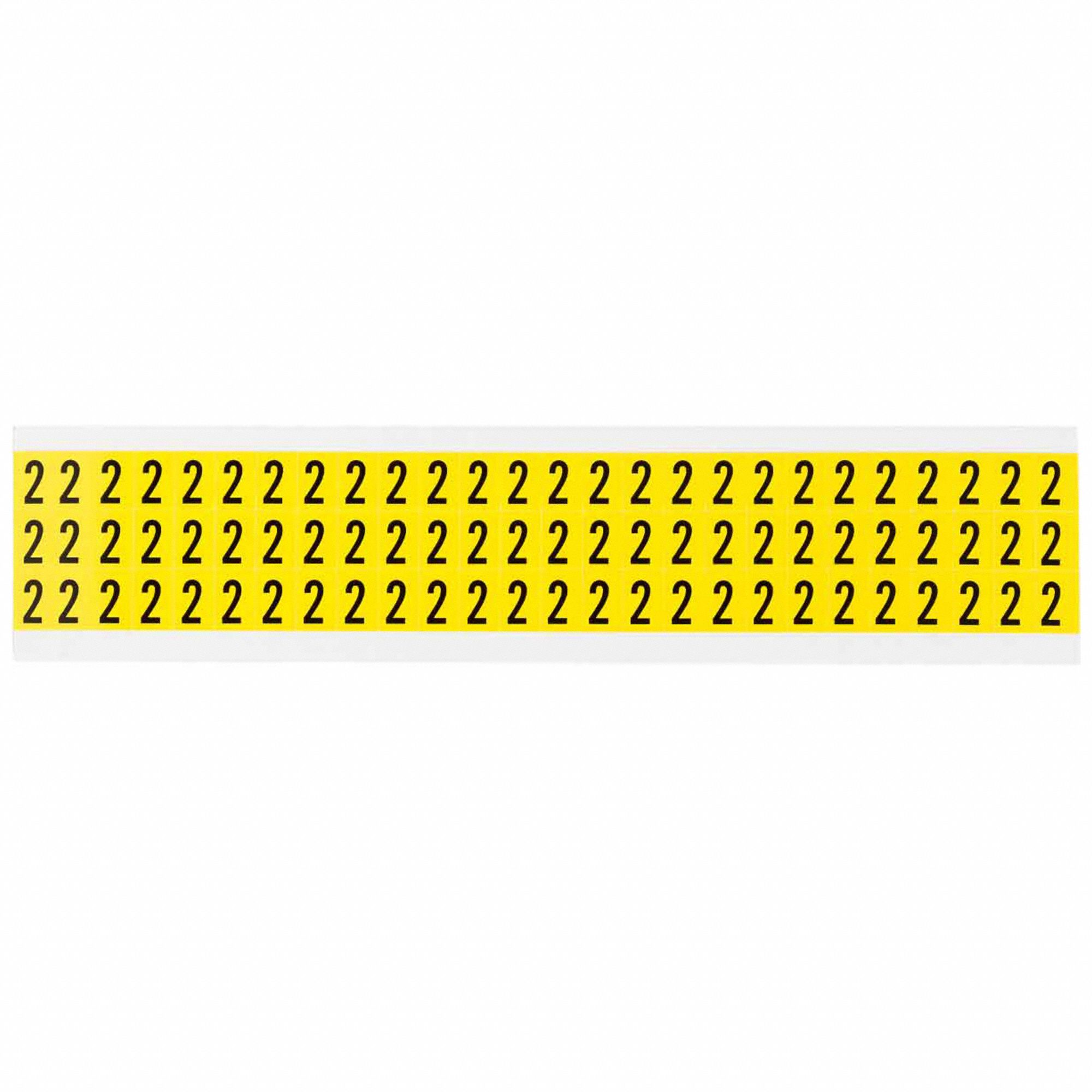 Number Label: 3/8 in Character Ht, Indoor Only, Non-Reflective, Gothic, Black, 2, Die Cut, Uppercase