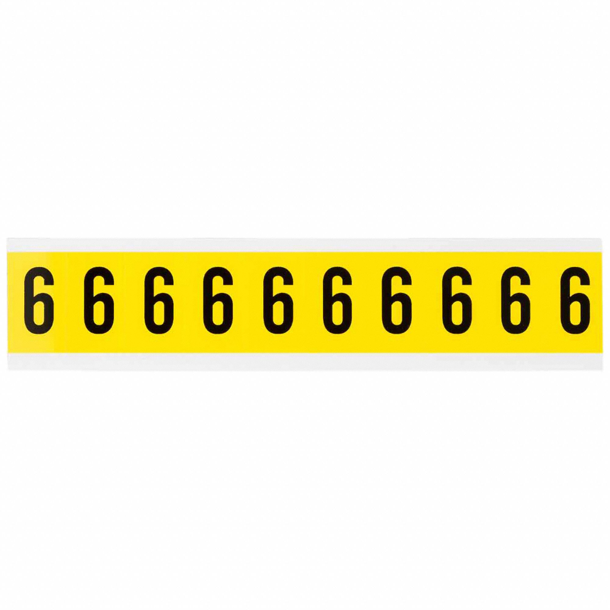 Number Label: 1 in Character Ht, Indoor Only, Non-Reflective, Gothic, Black, 6 or 9, Die Cut, Black