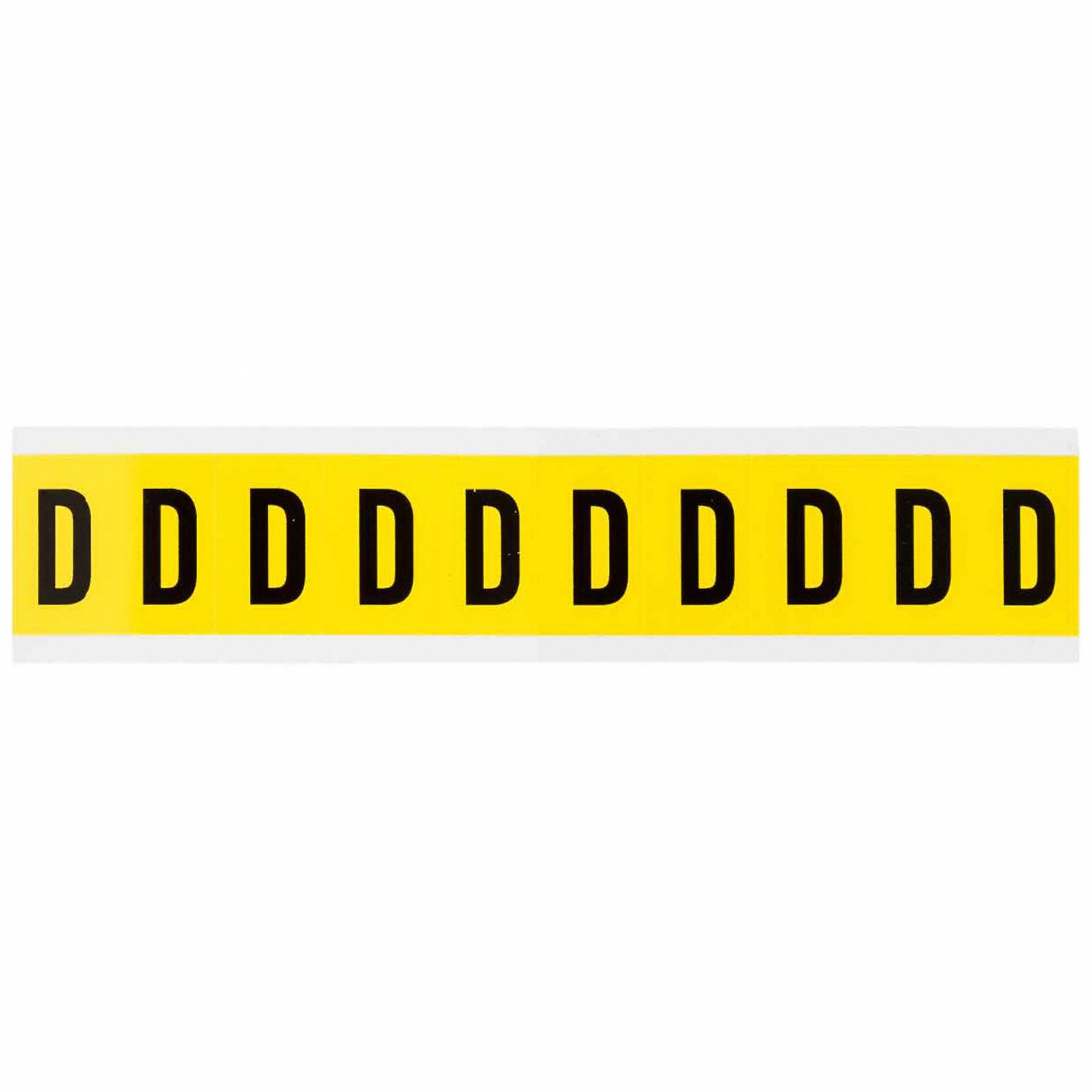 Letter Label: 1 in Character Ht, Indoor Only, Non-Reflective, Gothic, Black, D, Die Cut, Uppercase