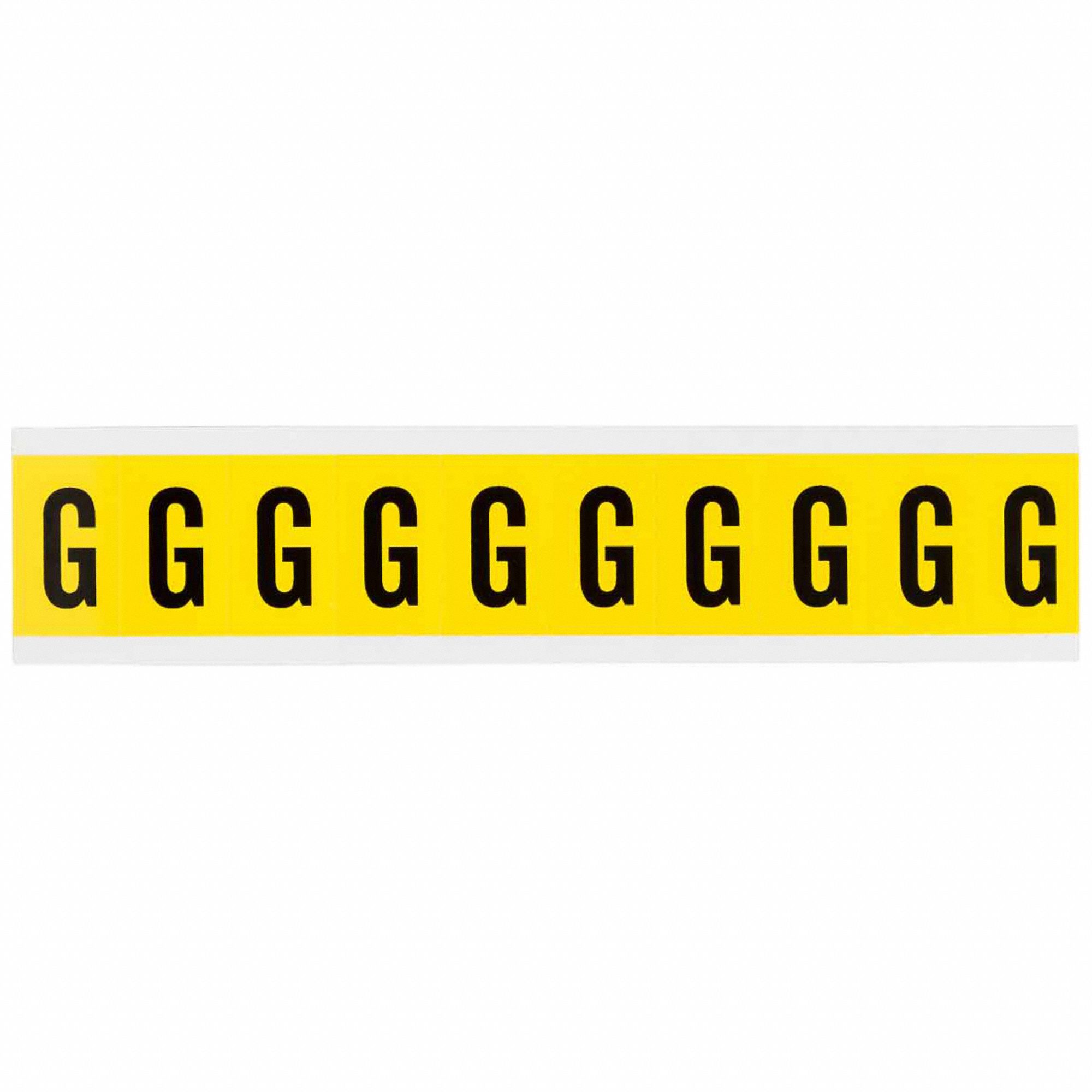Letter Label: 1 in Character Ht, Indoor Only, Non-Reflective, Gothic, Black, G, Die Cut, Uppercase