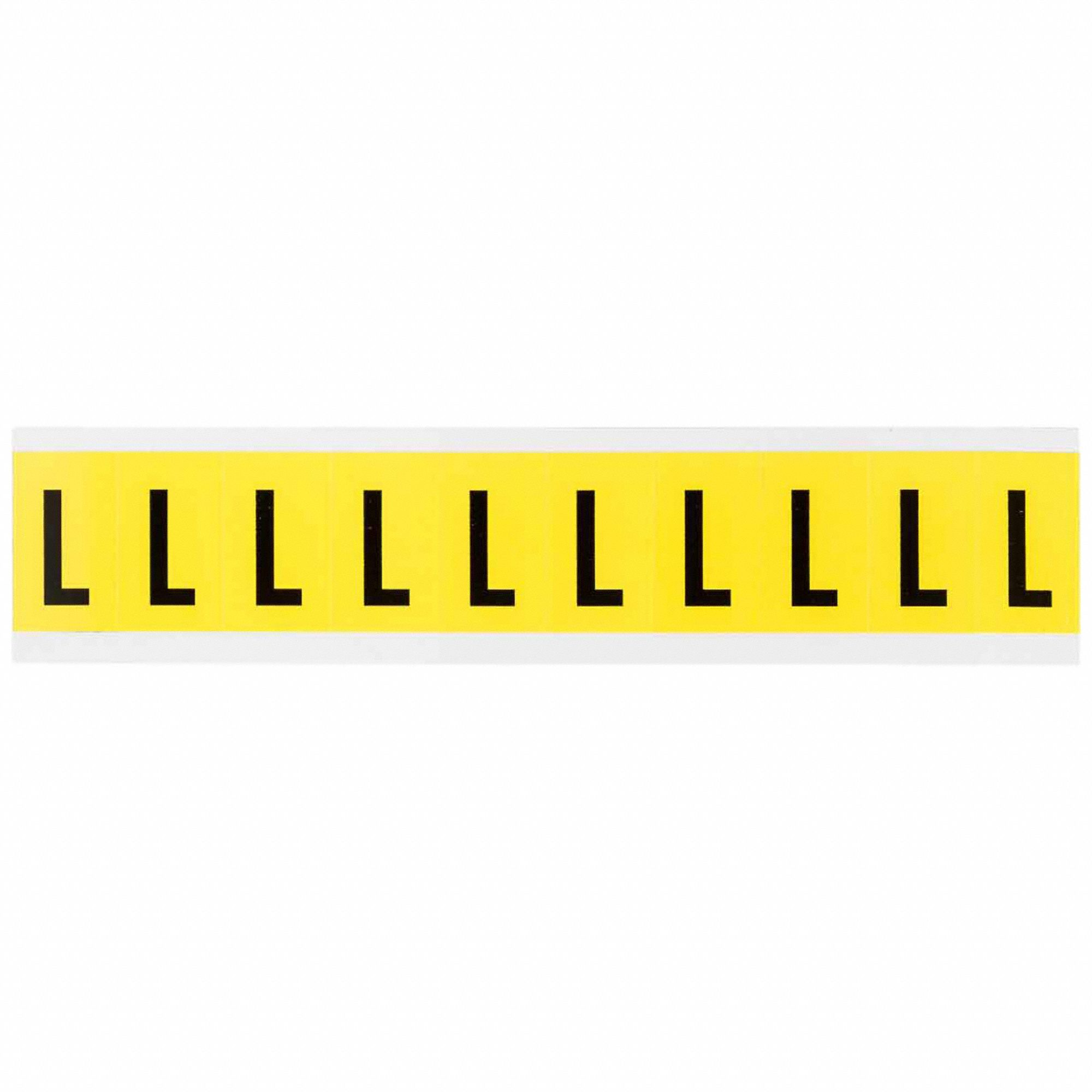 Letter Label: 1 in Character Ht, Indoor Only, Non-Reflective, Gothic, Black, L, Die Cut, Uppercase