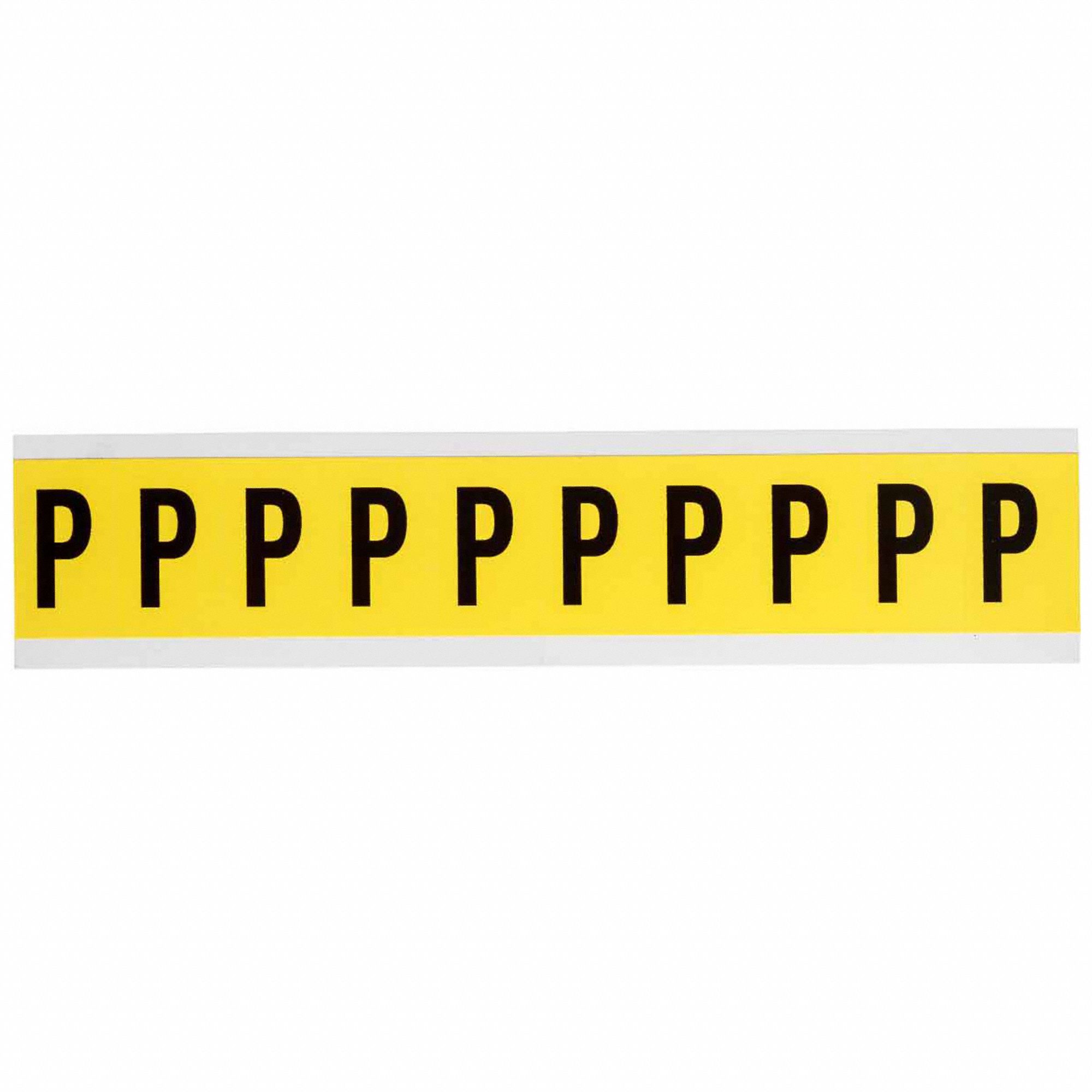 Letter Label: 1 in Character Ht, Indoor Only, Non-Reflective, Gothic, Black, P, Die Cut, Uppercase