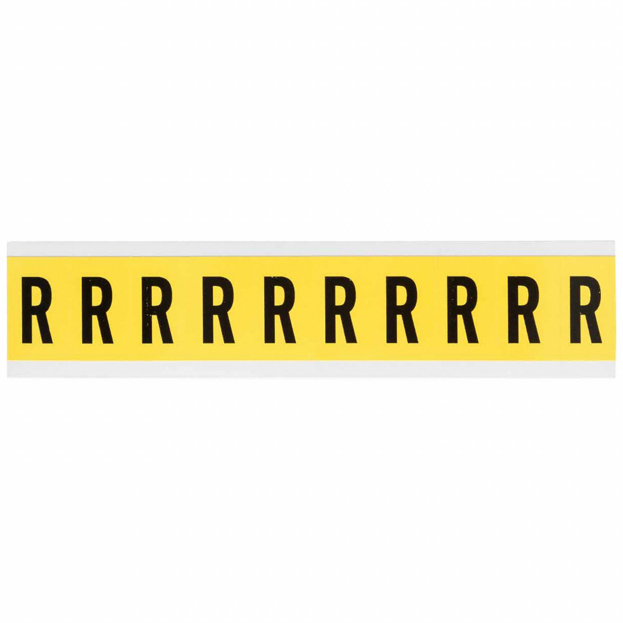 Letter Label: 1 in Character Ht, Indoor Only, Non-Reflective, Gothic, Black, R, Die Cut, Uppercase