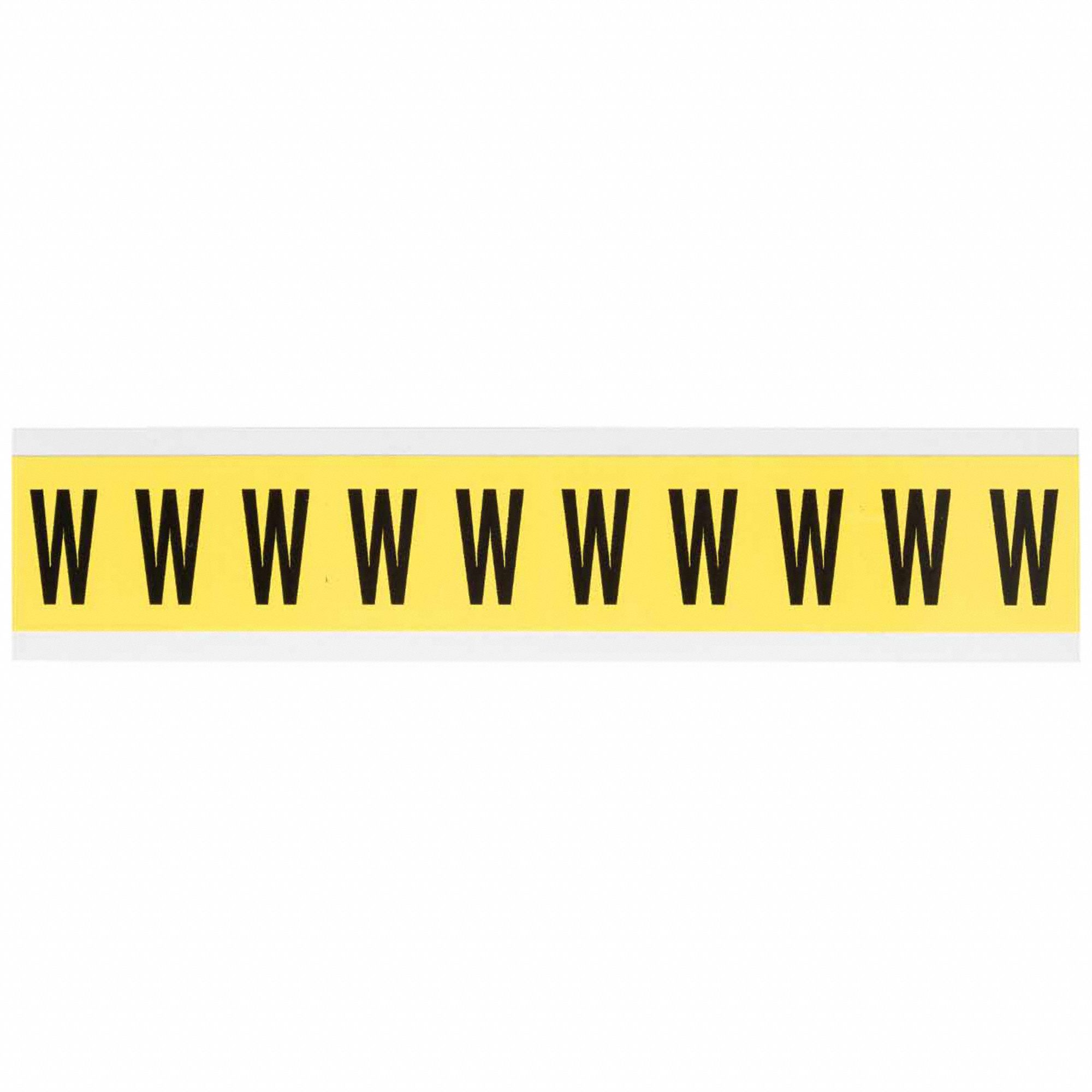 Letter Label: 1 in Character Ht, Indoor Only, Non-Reflective, Gothic, Black, W, Die Cut, Uppercase