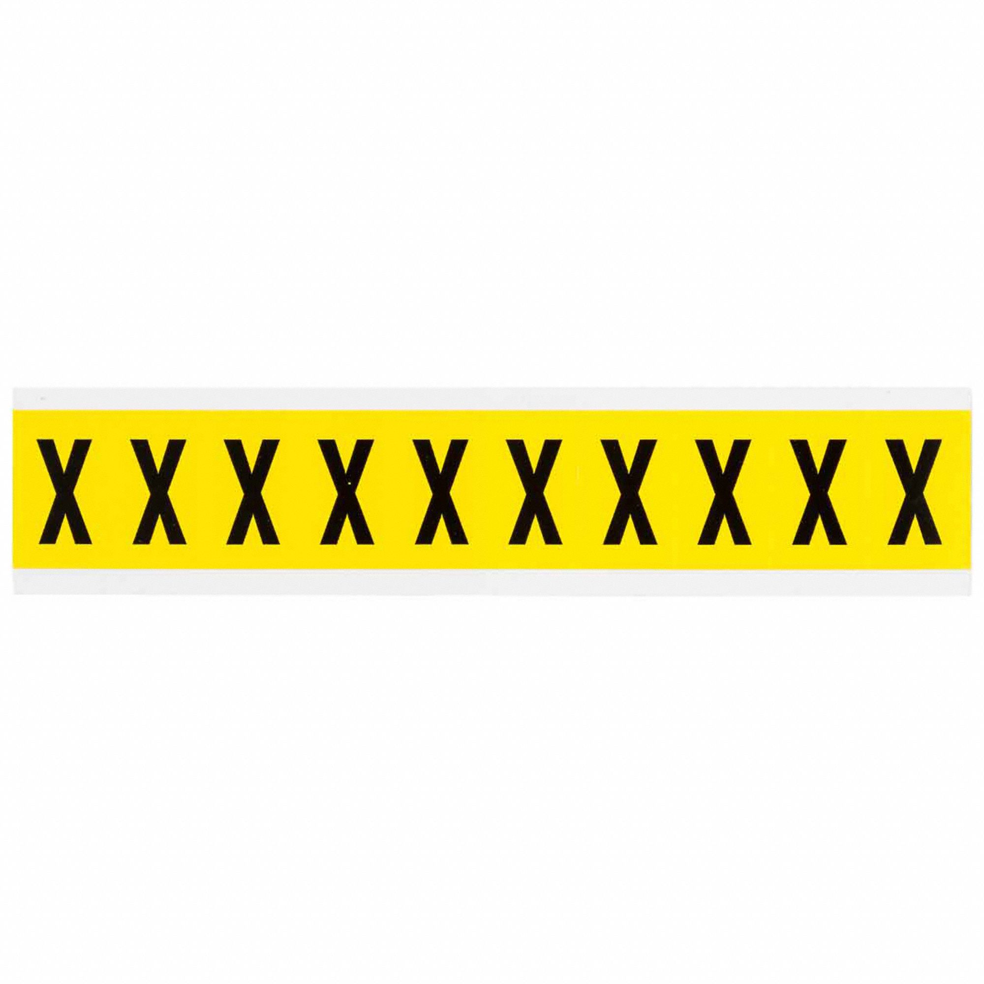 Letter Label: 1 in Character Ht, Indoor Only, Non-Reflective, Gothic, Black, X, Die Cut, Uppercase