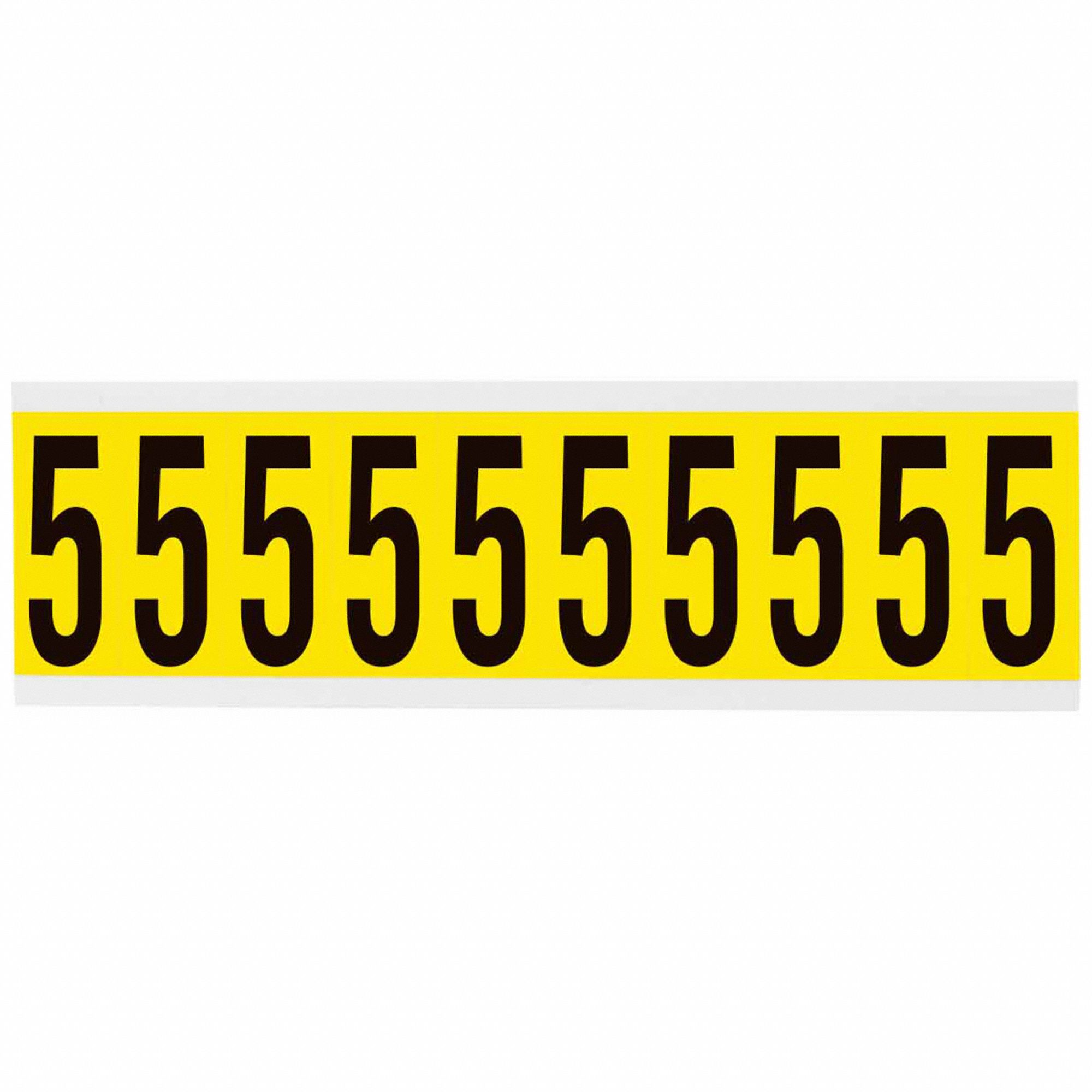 Number Label: 2 in Character Ht, Indoor Only, Non-Reflective, Gothic, Black, 5, Die Cut, Uppercase