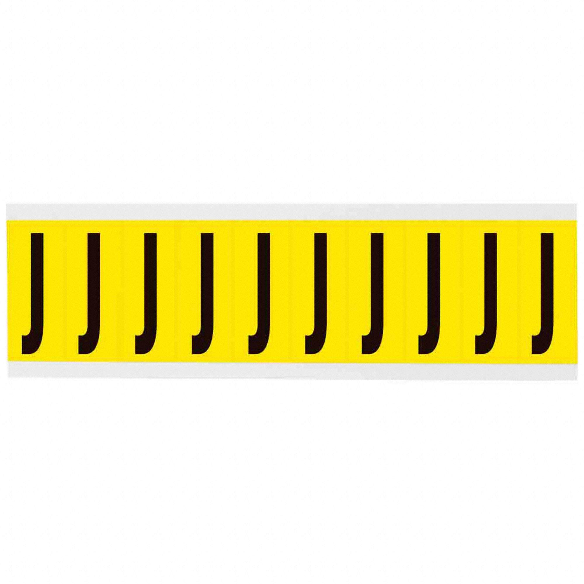 Letter Label: 2 in Character Ht, Indoor Only, Non-Reflective, Gothic, Black, J, Die Cut, Uppercase