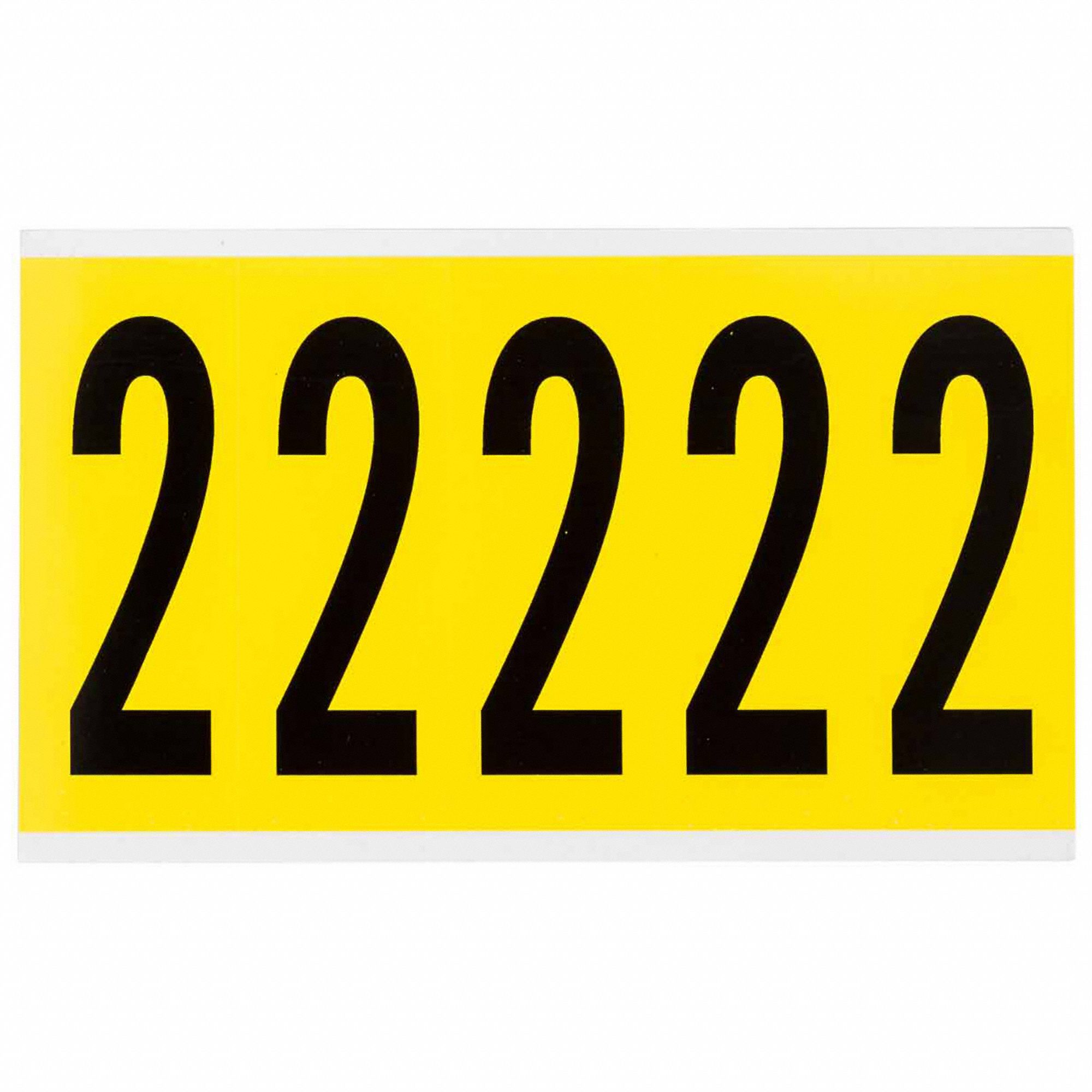 Number Label: 4 in Character Ht, Indoor Only, Non-Reflective, Gothic, Black, 2, Die Cut, Uppercase