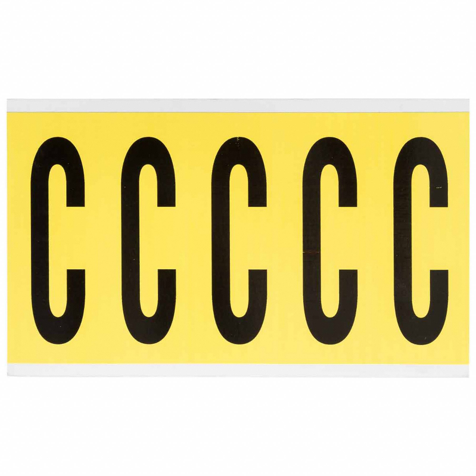 Letter Label: 4 in Character Ht, Indoor Only, Non-Reflective, Gothic, Black, C, Die Cut, Uppercase