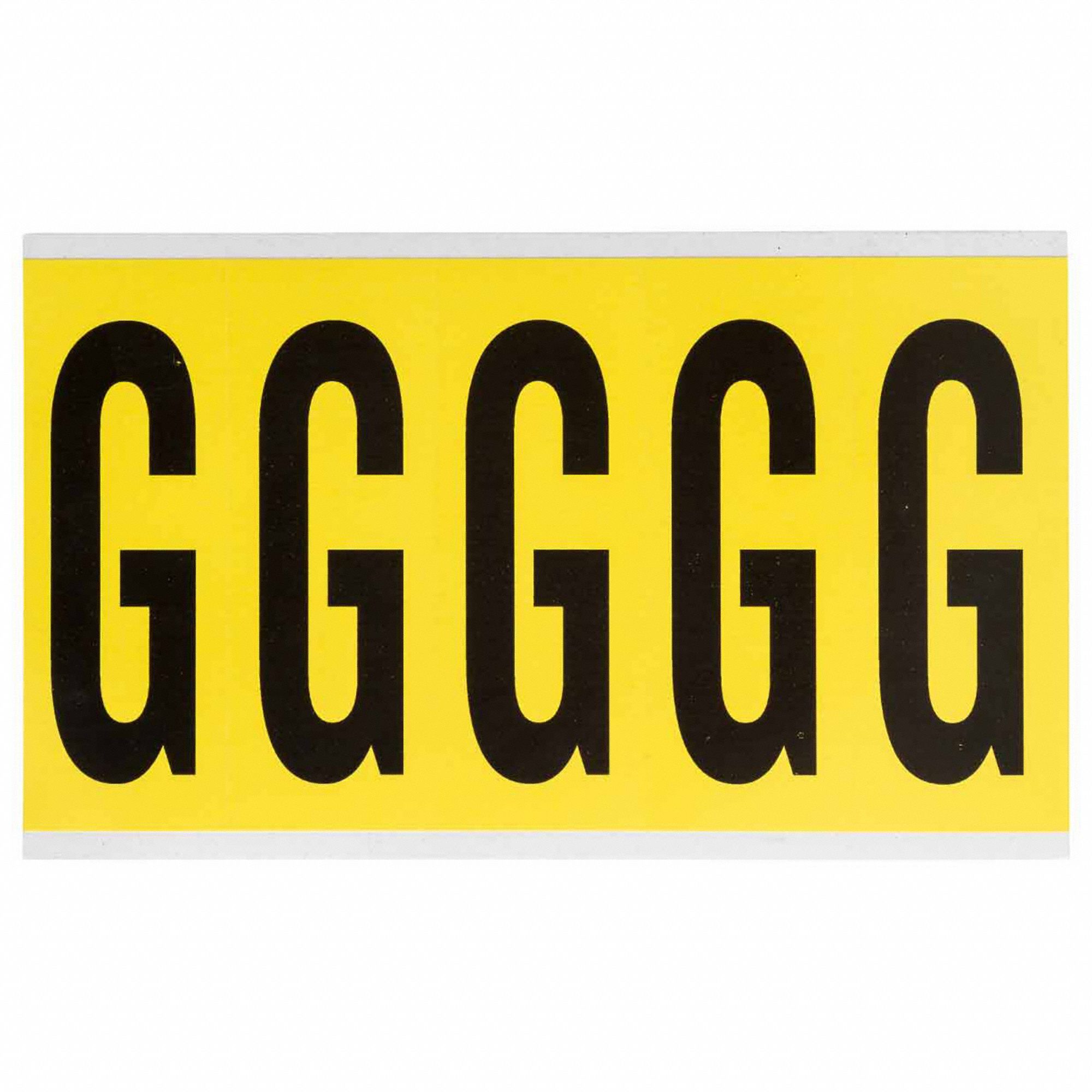 Letter Label: 4 in Character Ht, Indoor Only, Non-Reflective, Gothic, Black, G, Die Cut, Uppercase