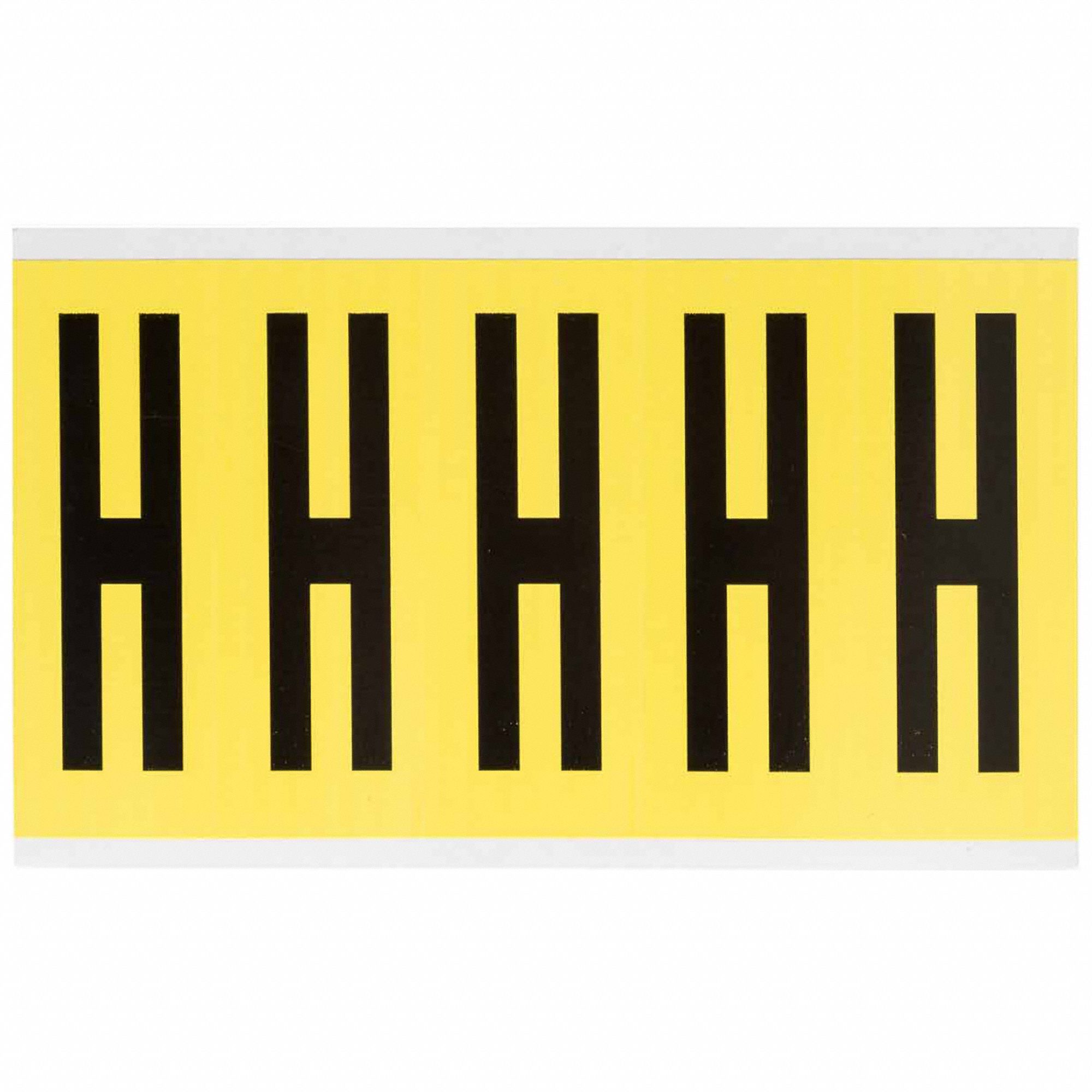 Letter Label: 4 in Character Ht, Indoor Only, Non-Reflective, Gothic, Black, H, Die Cut, Uppercase