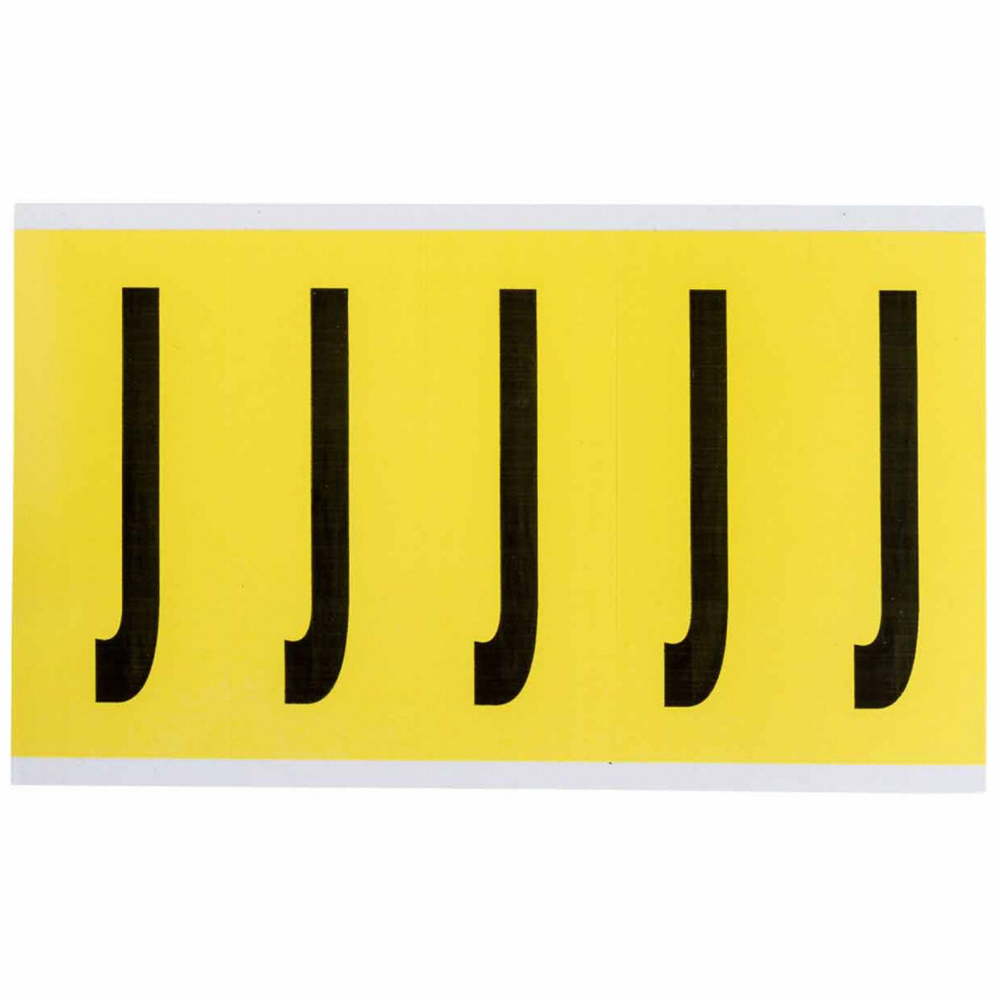 Letter Label: 4 in Character Ht, Indoor Only, Non-Reflective, Gothic, Black, J, Die Cut, Uppercase