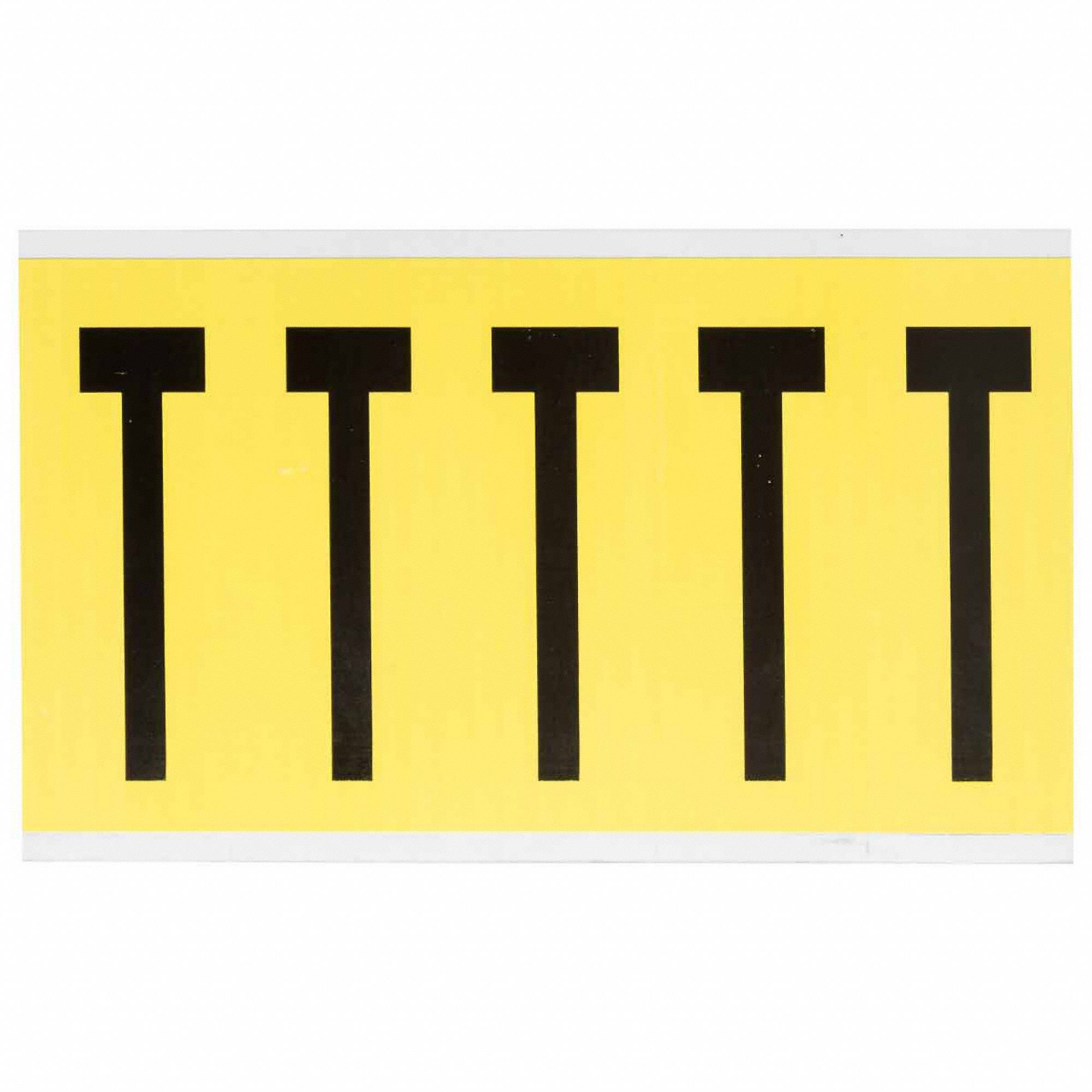 Letter Label: 4 in Character Ht, Indoor Only, Non-Reflective, Gothic, Black, T, Die Cut, Uppercase