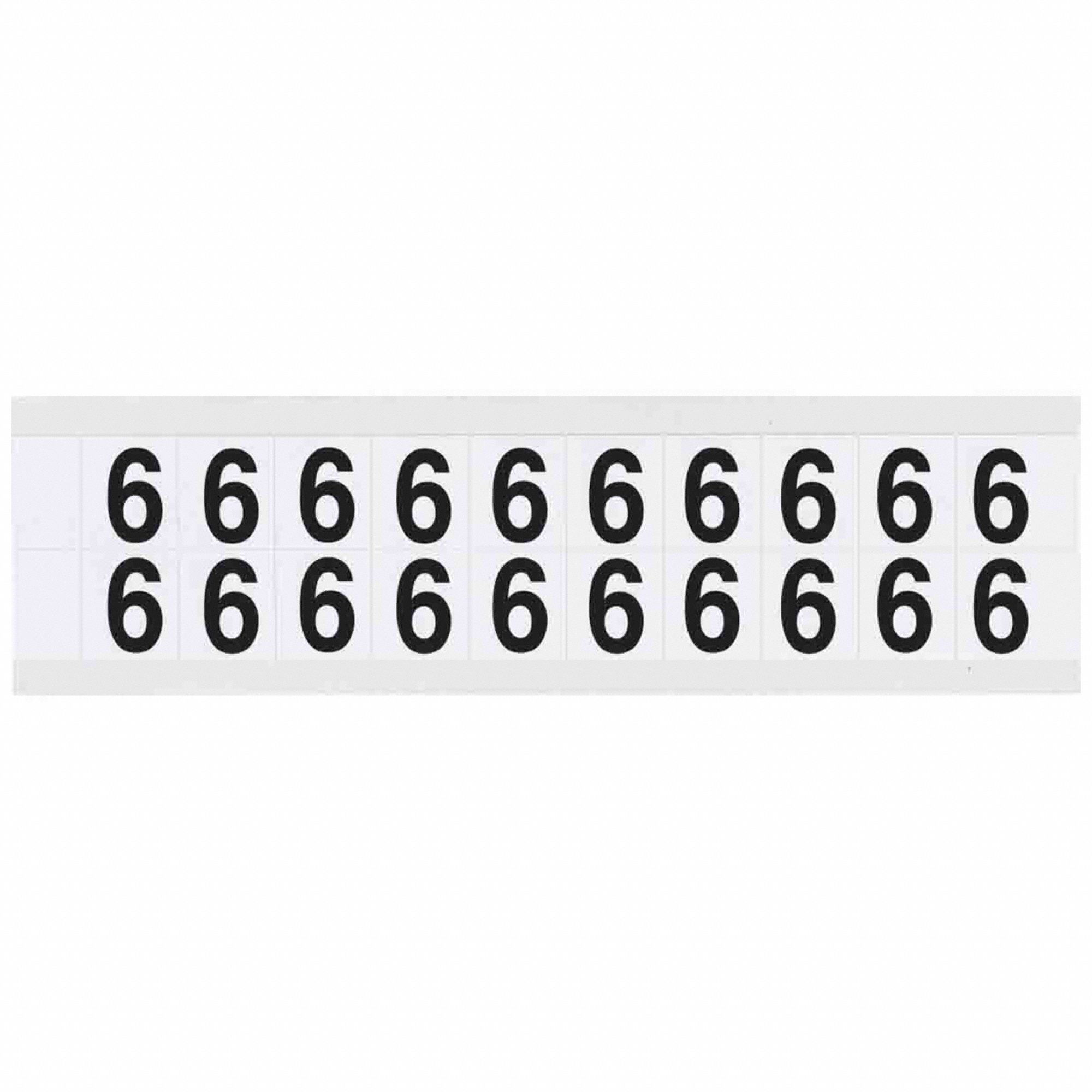 Number Label: 5/8 in Character Ht, Indoor/Outdoor, Non-Reflective, Helvetica, Black, 6 or 9, Die Cut