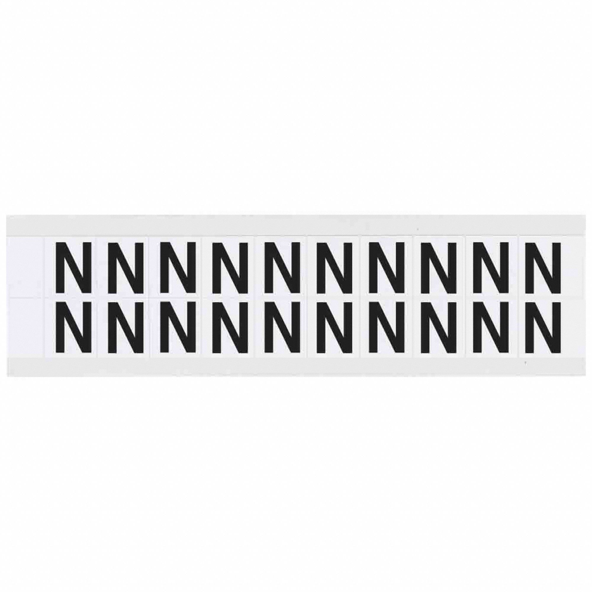 Letter Label: 5/8 in Character Ht, Indoor/Outdoor, Non-Reflective, Helvetica, Black, Die Cut, Black