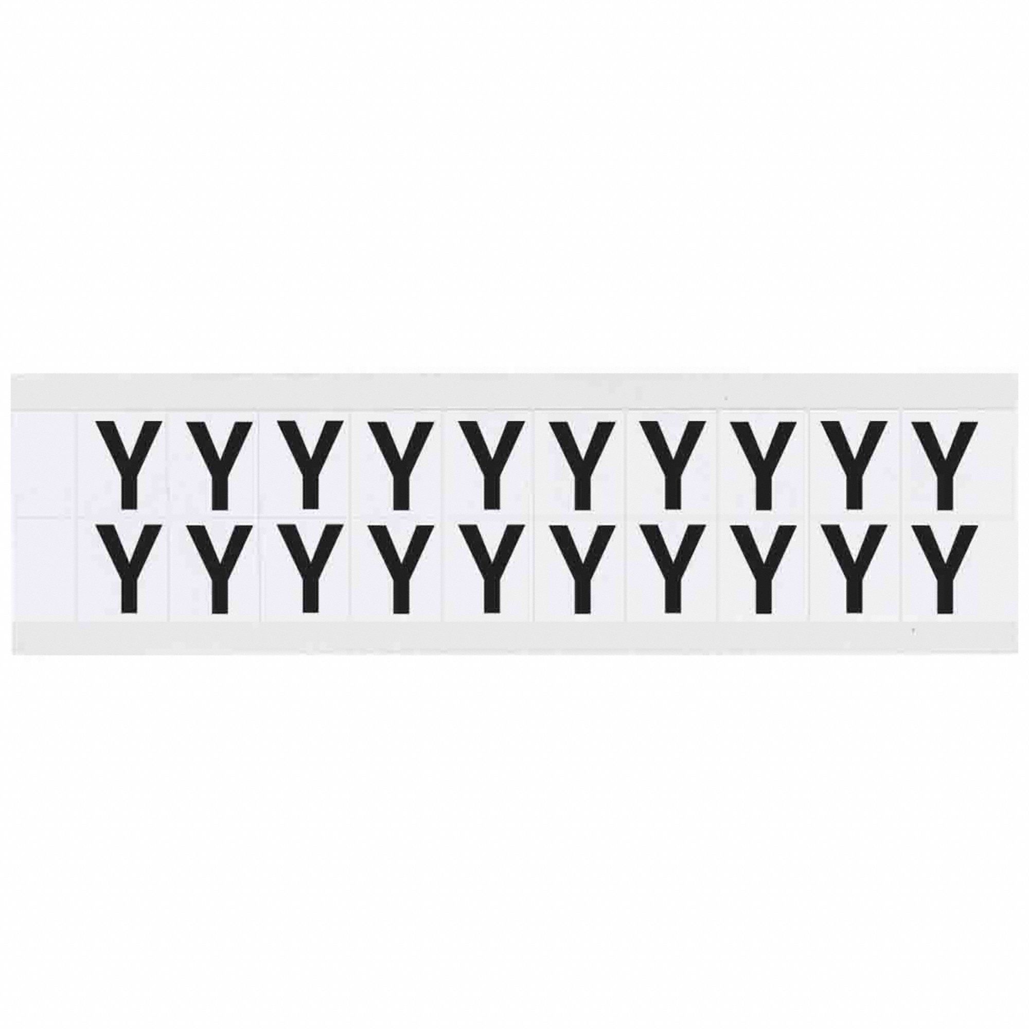 Letter Label: 5/8 in Character Ht, Indoor/Outdoor, Non-Reflective, Helvetica, Black, Die Cut, Black
