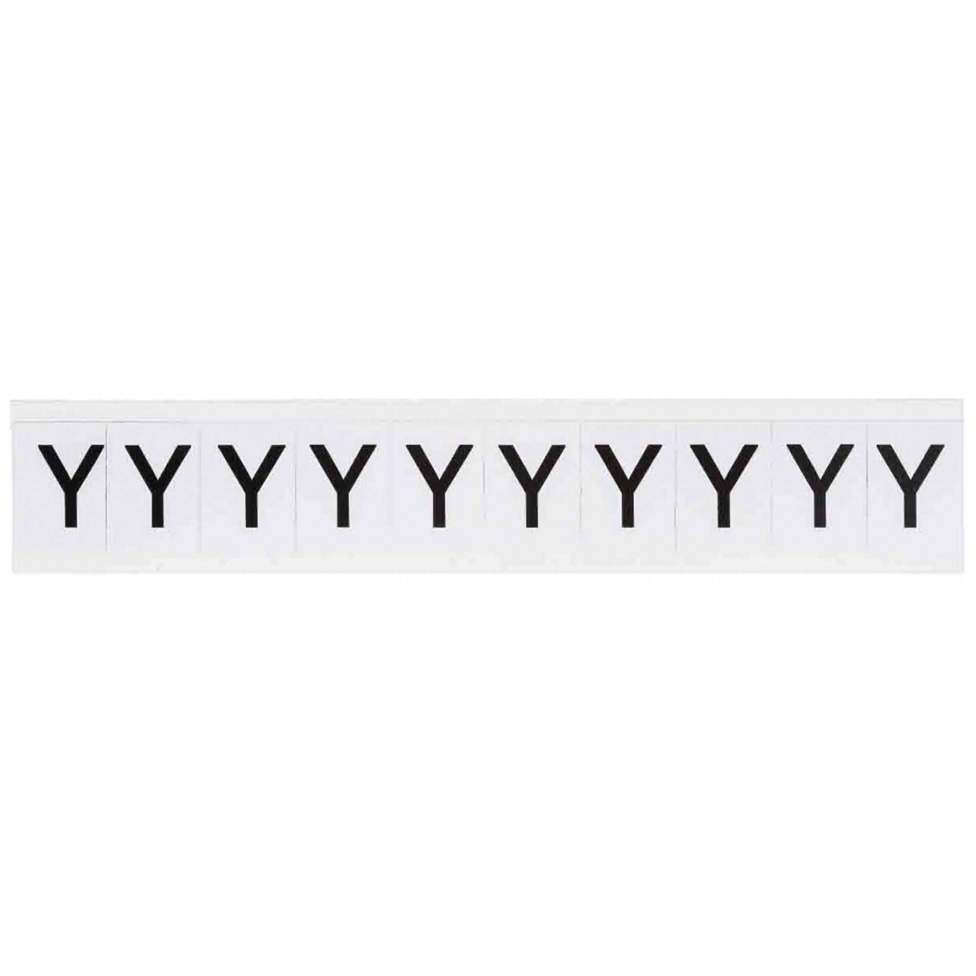 Letter Label: 1 in Character Ht, Indoor/Outdoor, Non-Reflective, Helvetica, Black, Die Cut, 10 PK