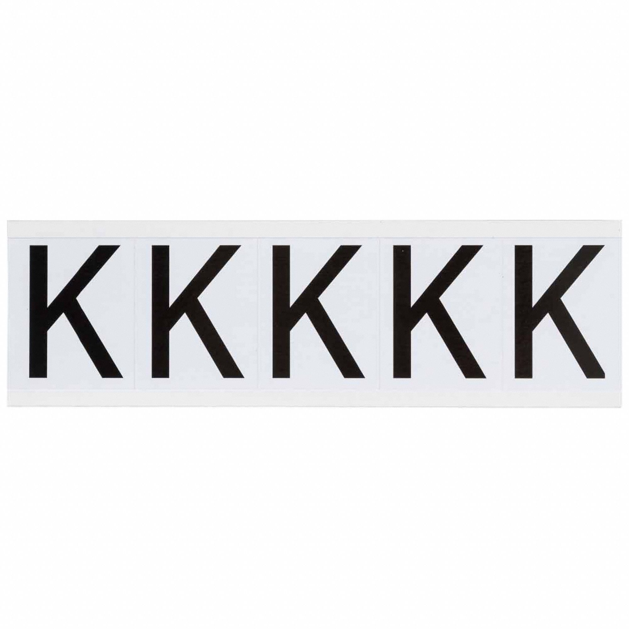 Letter Label: 1 15/16 in Character Ht, Indoor/Outdoor, Non-Reflective, Helvetica, Black, K, 5 PK
