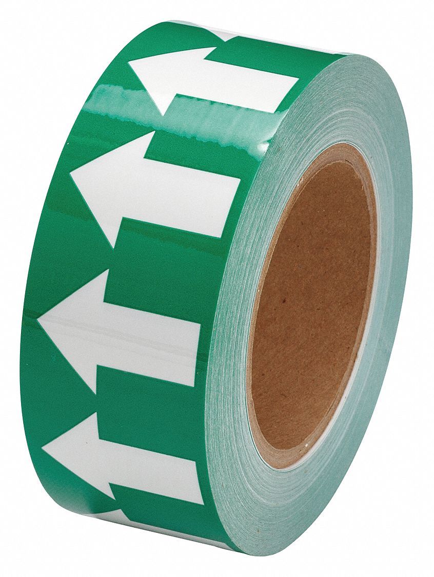 BRADY Arrow Tape, Background Color Green, Polyester, Pipe Marker